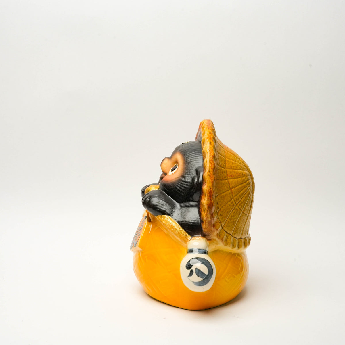 Shigaraki Ware Yellow Fortune Bag Lucky Tanuki Raccoon Dog Ornament