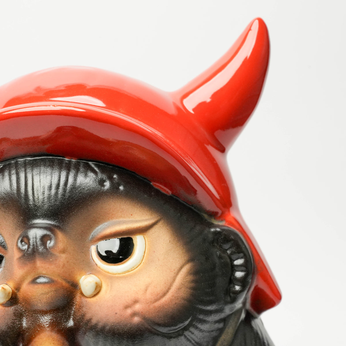 Shigaraki Ware Red Helmet Lucky Tanuki Raccoon Dog Ornament