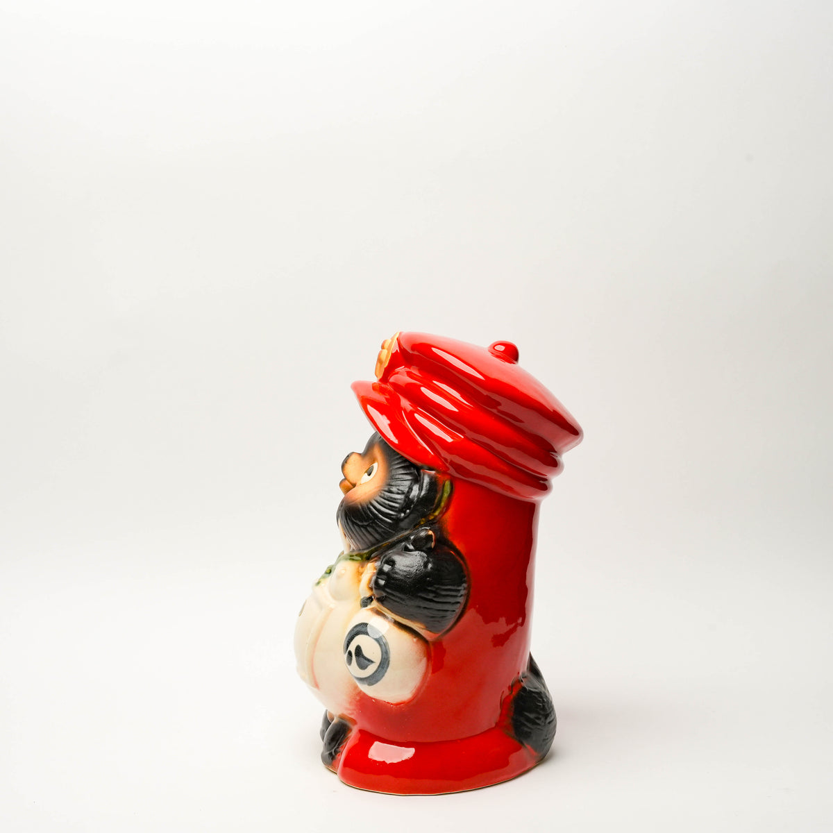 Shigaraki Ware Red Postman Lucky Tanuki Raccoon Dog Ornament