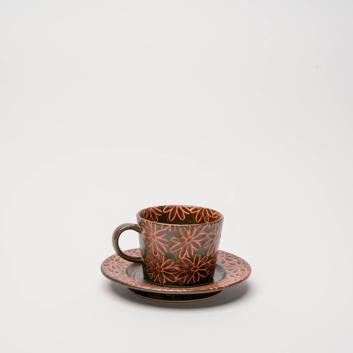 Hasami Ware Scattered Flowers Coffee Cup & Saucer