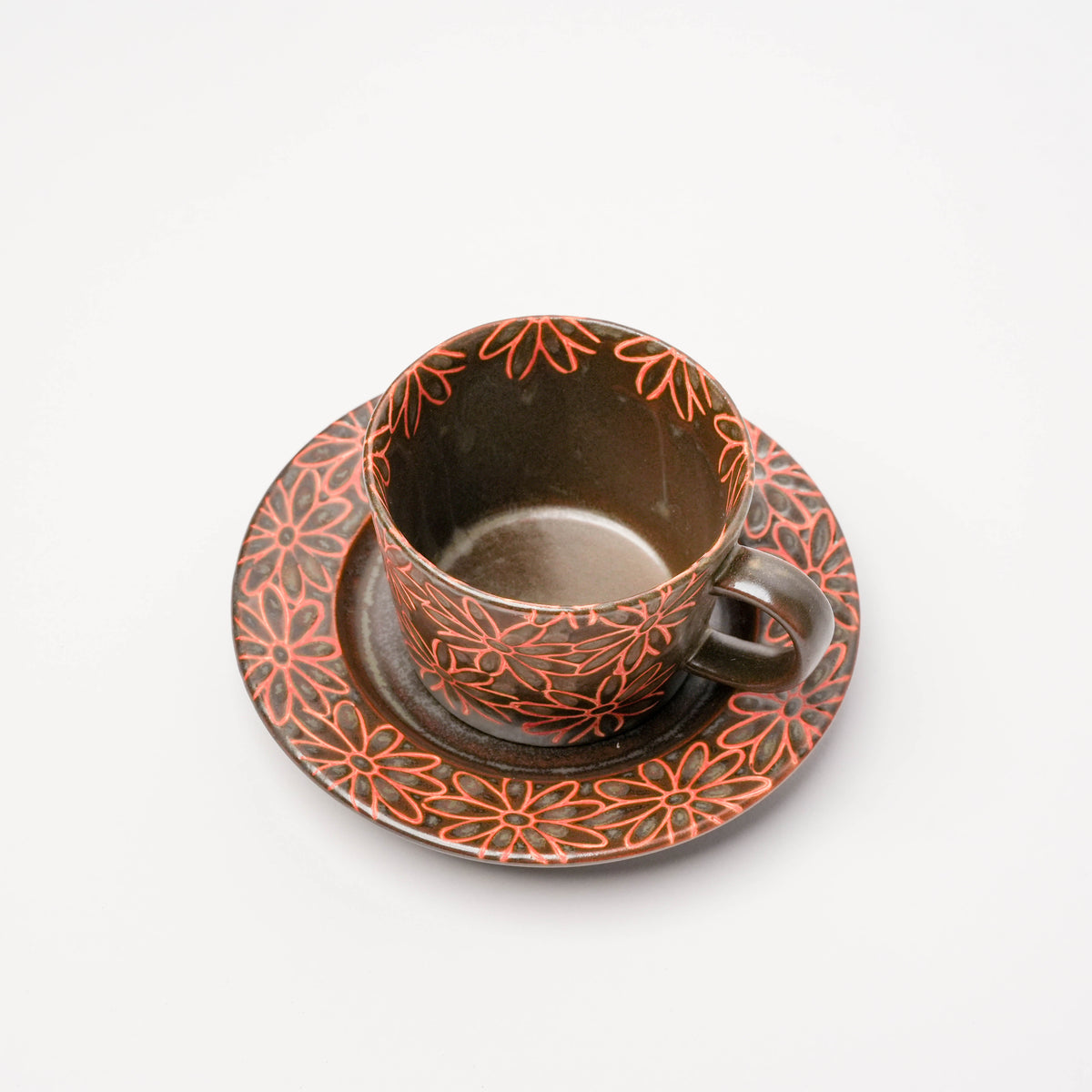 Hasami Ware Scattered Flowers Coffee Cup & Saucer