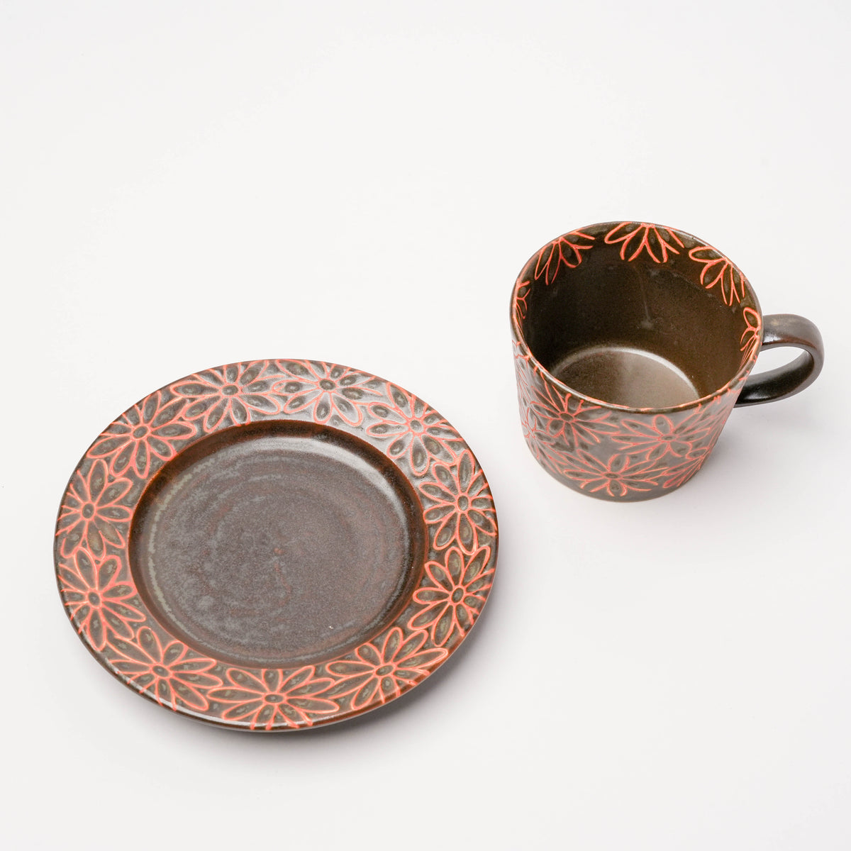 Hasami Ware Scattered Flowers Coffee Cup & Saucer