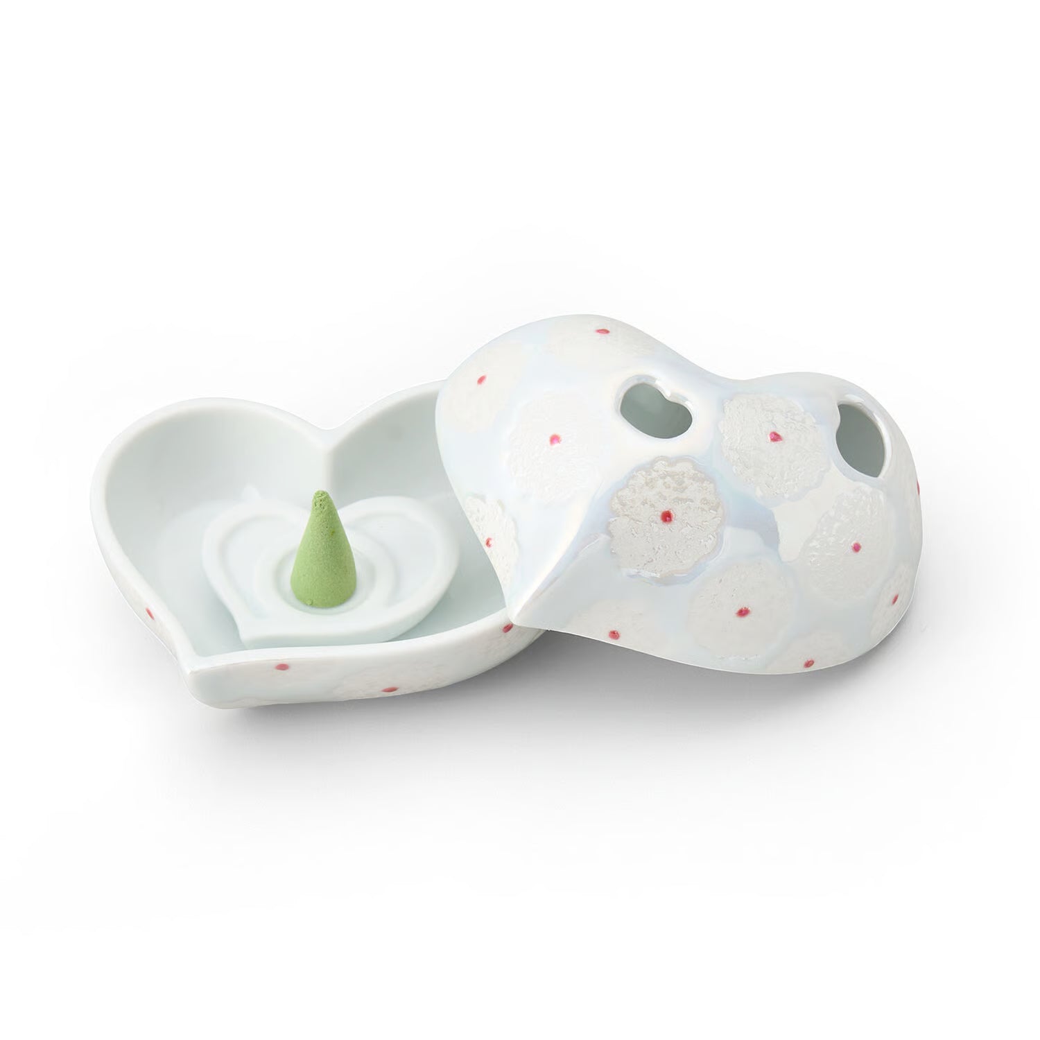 Arita Ware Nishiki White Flower Pearl Glaze Incense Holder