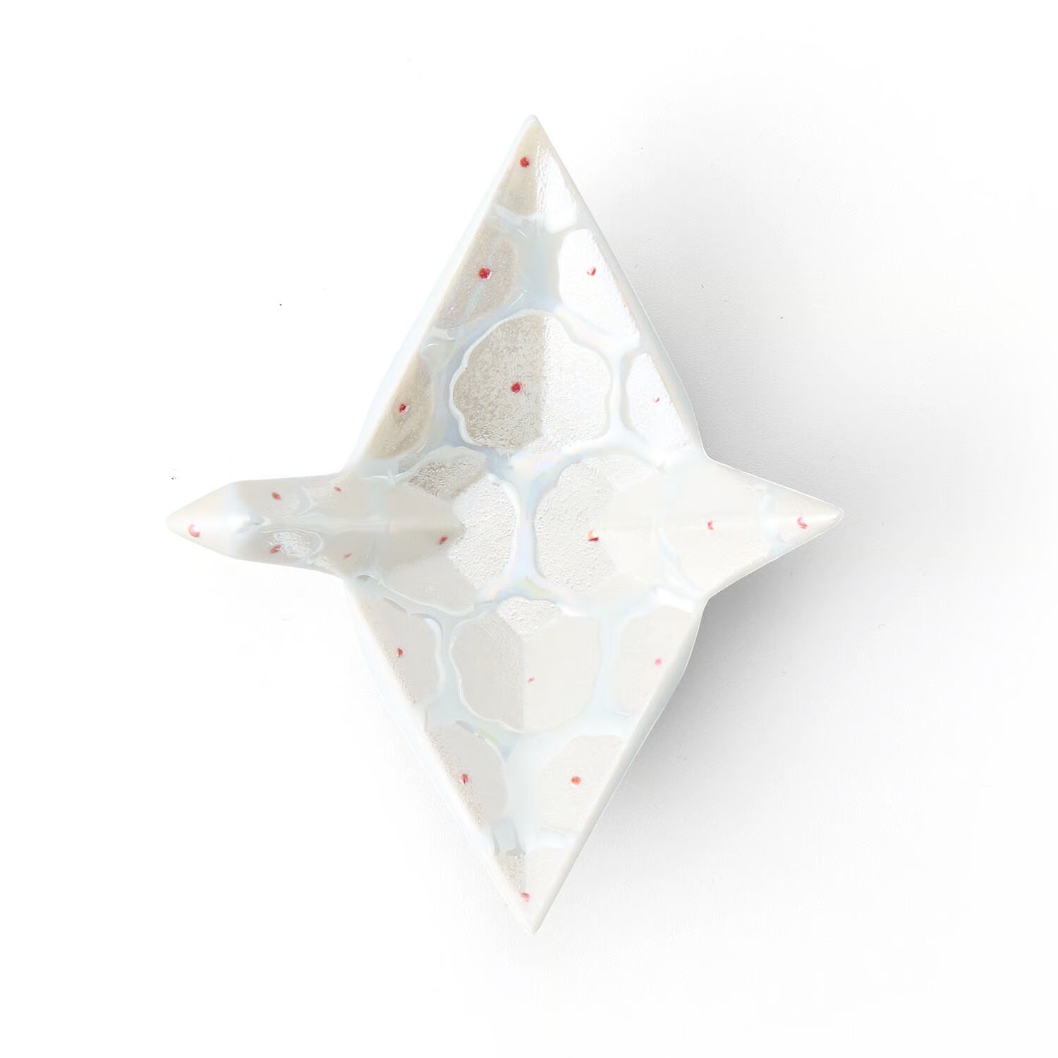 Arita Ware Nishiki White Flower Pearl Glaze Origami Crane Delicacy Dish