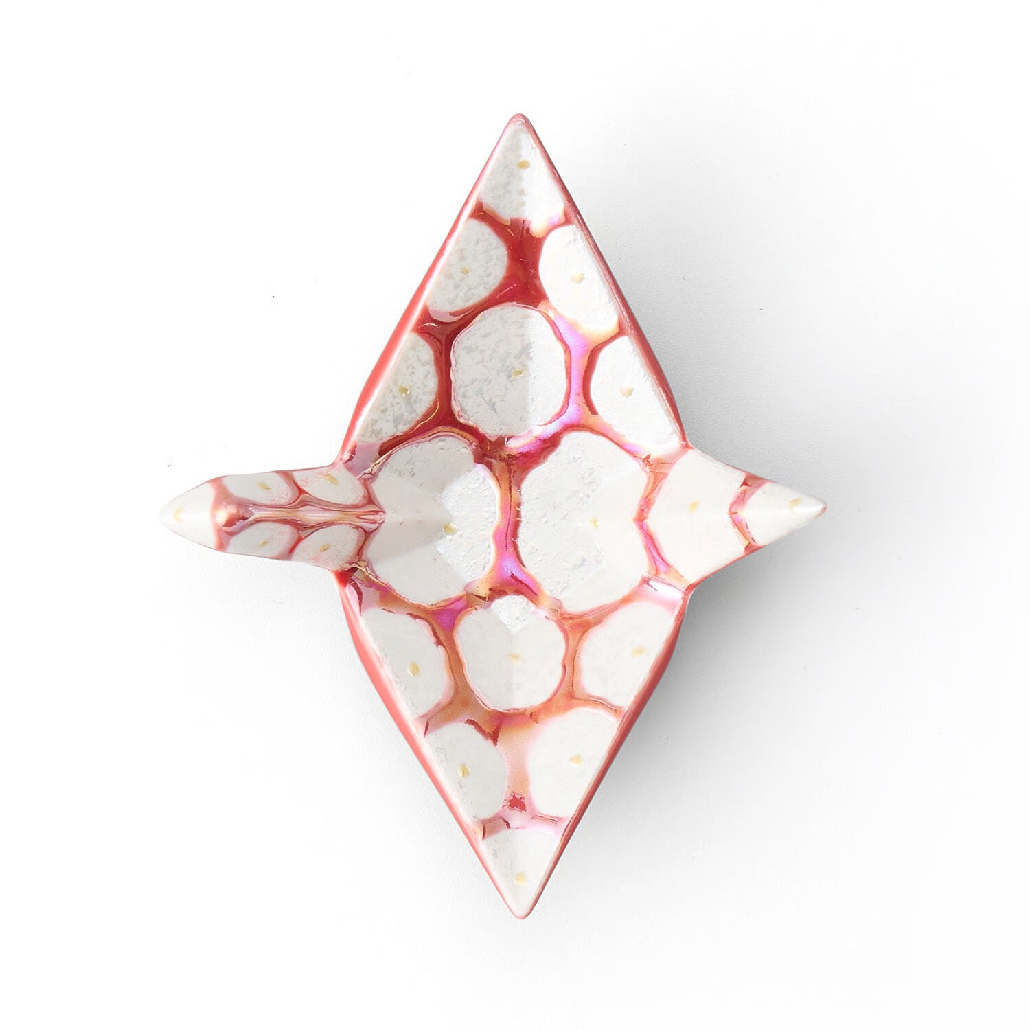 Arita Ware Nishiki Red Flower Pearl Glaze Origami Crane Delicacy Dish