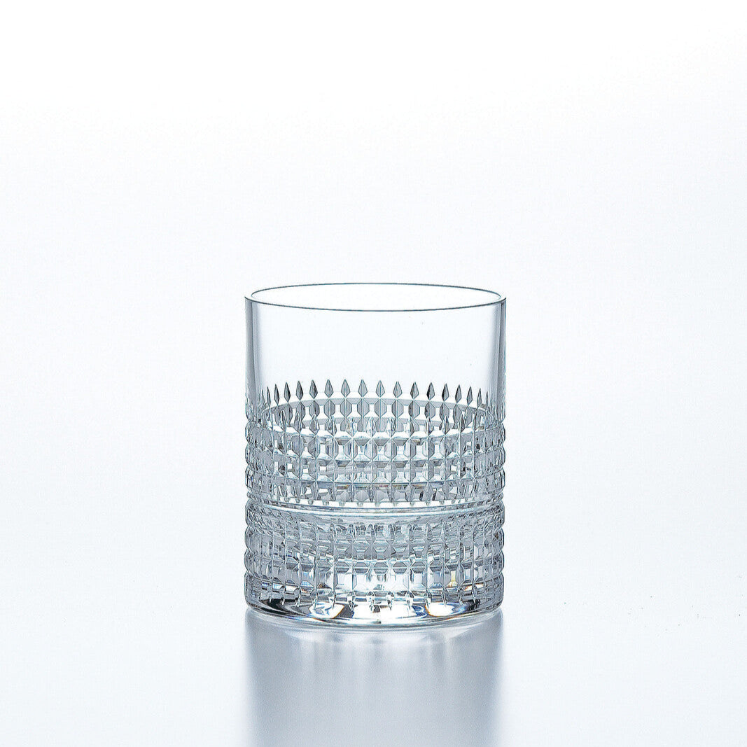 Toyo-Sasaki Whiskey Glass - Lattice Cut | 330ml Durable fine crystal glass with intricate lattice pattern, ideal for whiskey lovers and elegant table settings.