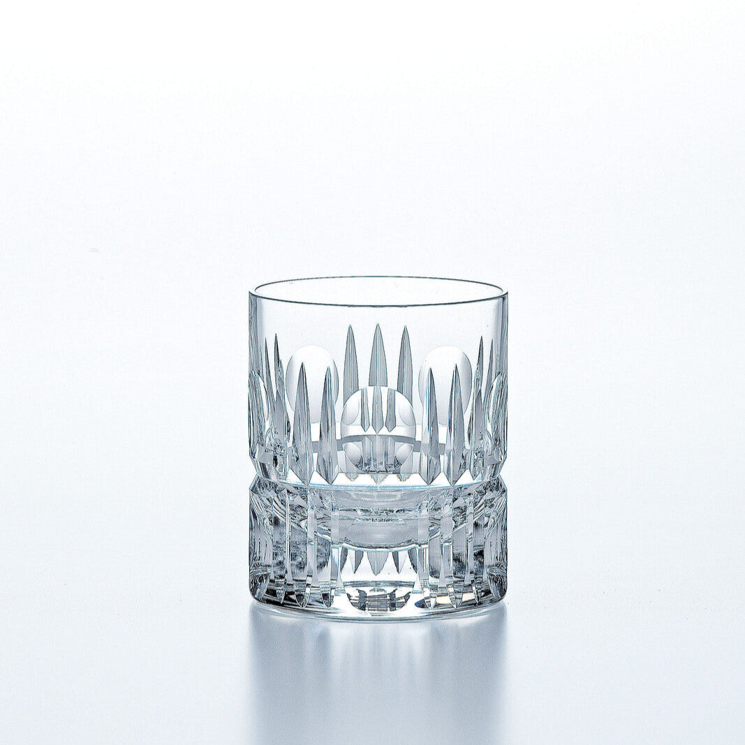 Toyo-Sasaki Fine Crystal Whiskey Glass - Spear design with intricate Yari spear cuts, lead-free and scratch-resistant for premium whiskey enjoyment.