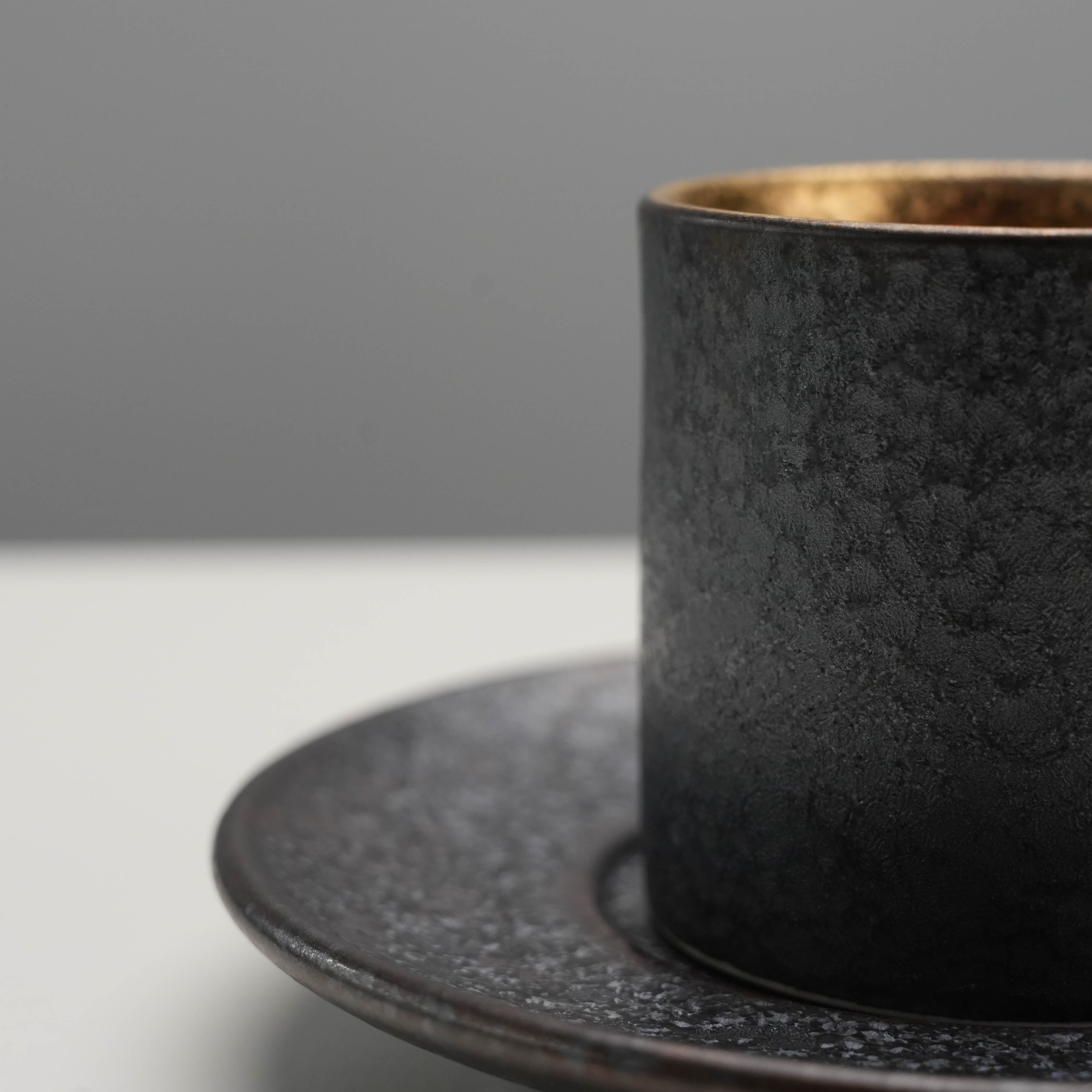 Arita Ware Crystal Glaze Black Gold Espresso Cup & Saucer Set
