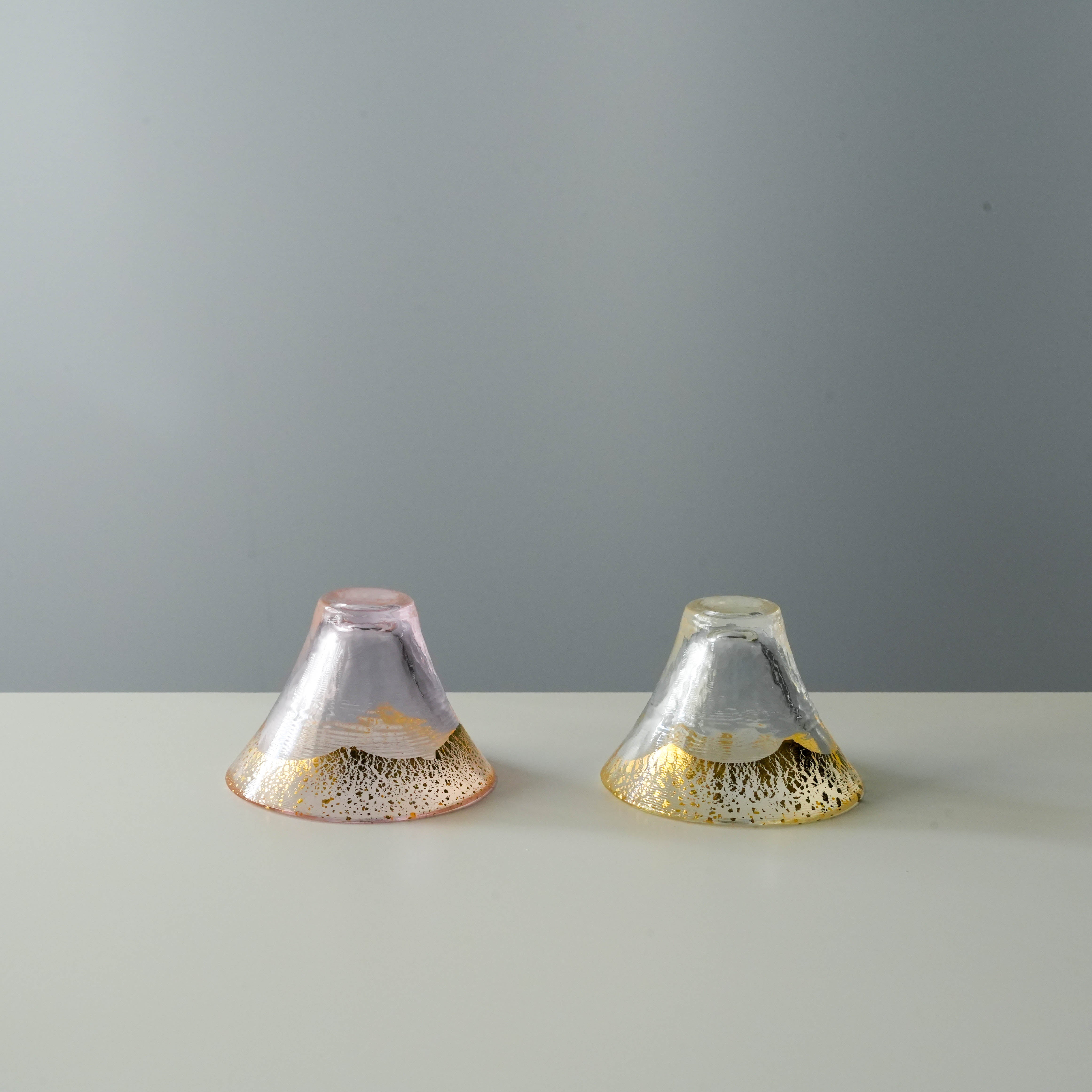 Toyo-Sasaki Shofukuhai Cold Sake Cup Set Mt. Fuji Sakura Pink/Clear Set of 2