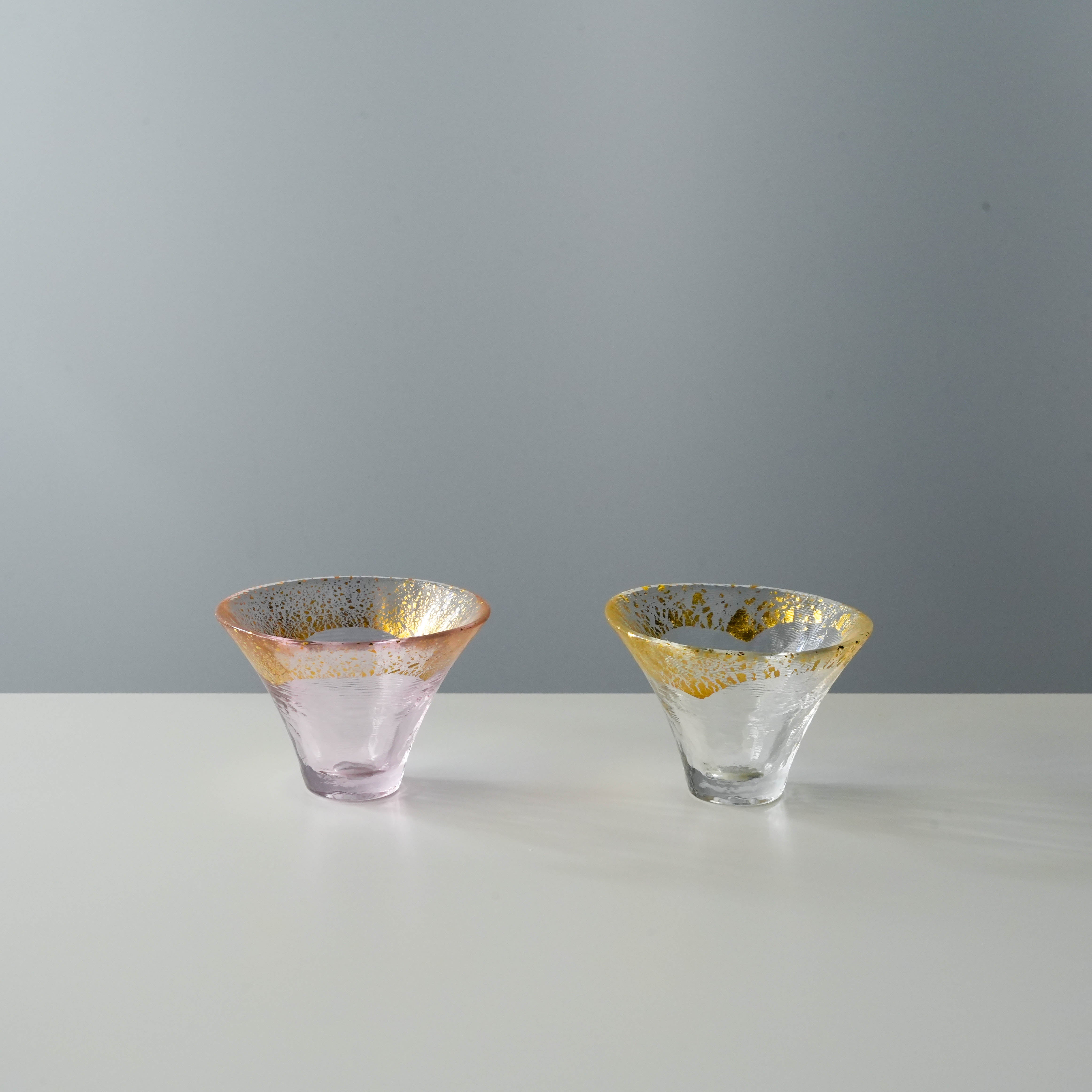 Toyo-Sasaki Shofukuhai Cold Sake Cup Set Mt. Fuji Sakura Pink/Clear Set of 2