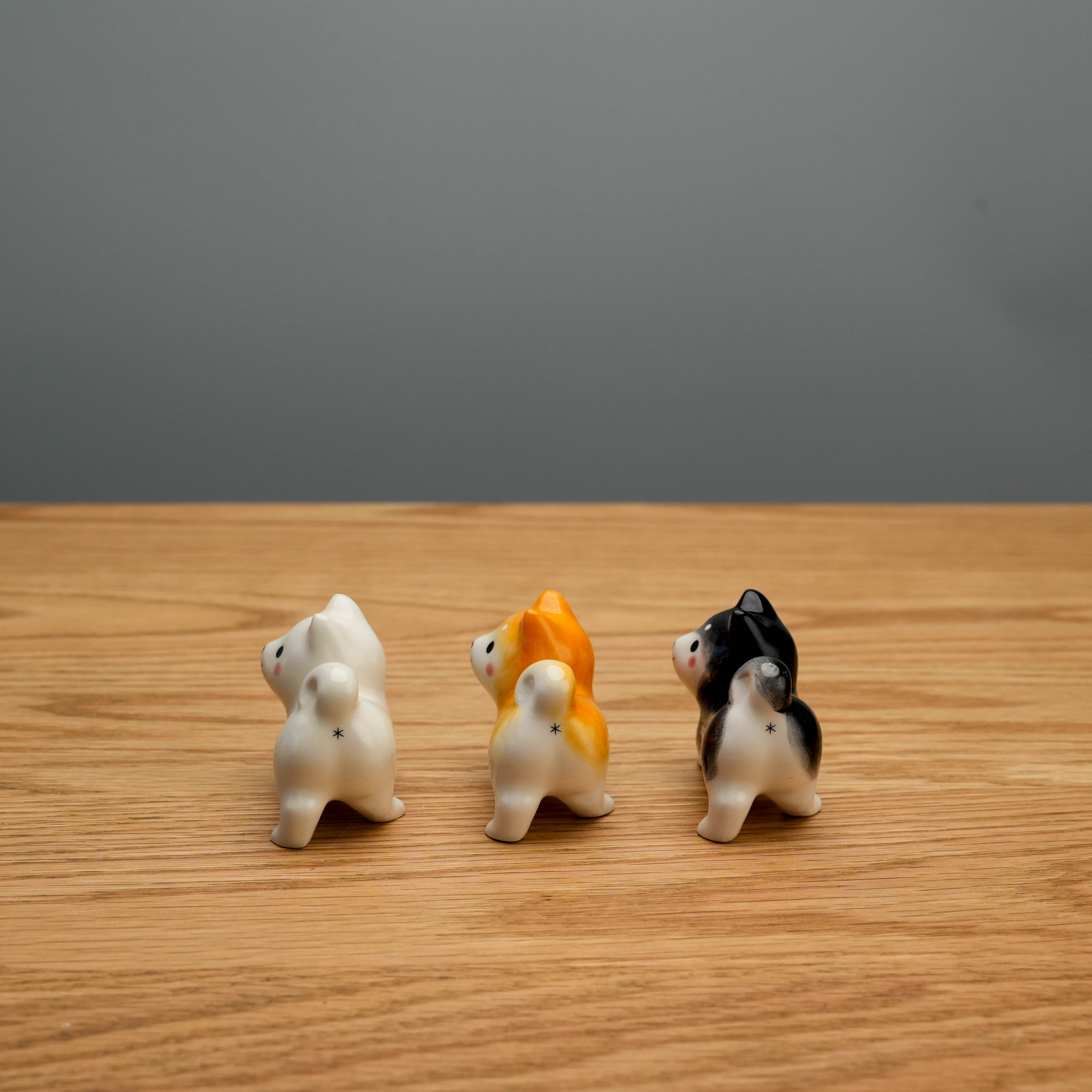 Yakushigama Shiba Dog Stretching Chopstick Rest 3 Set