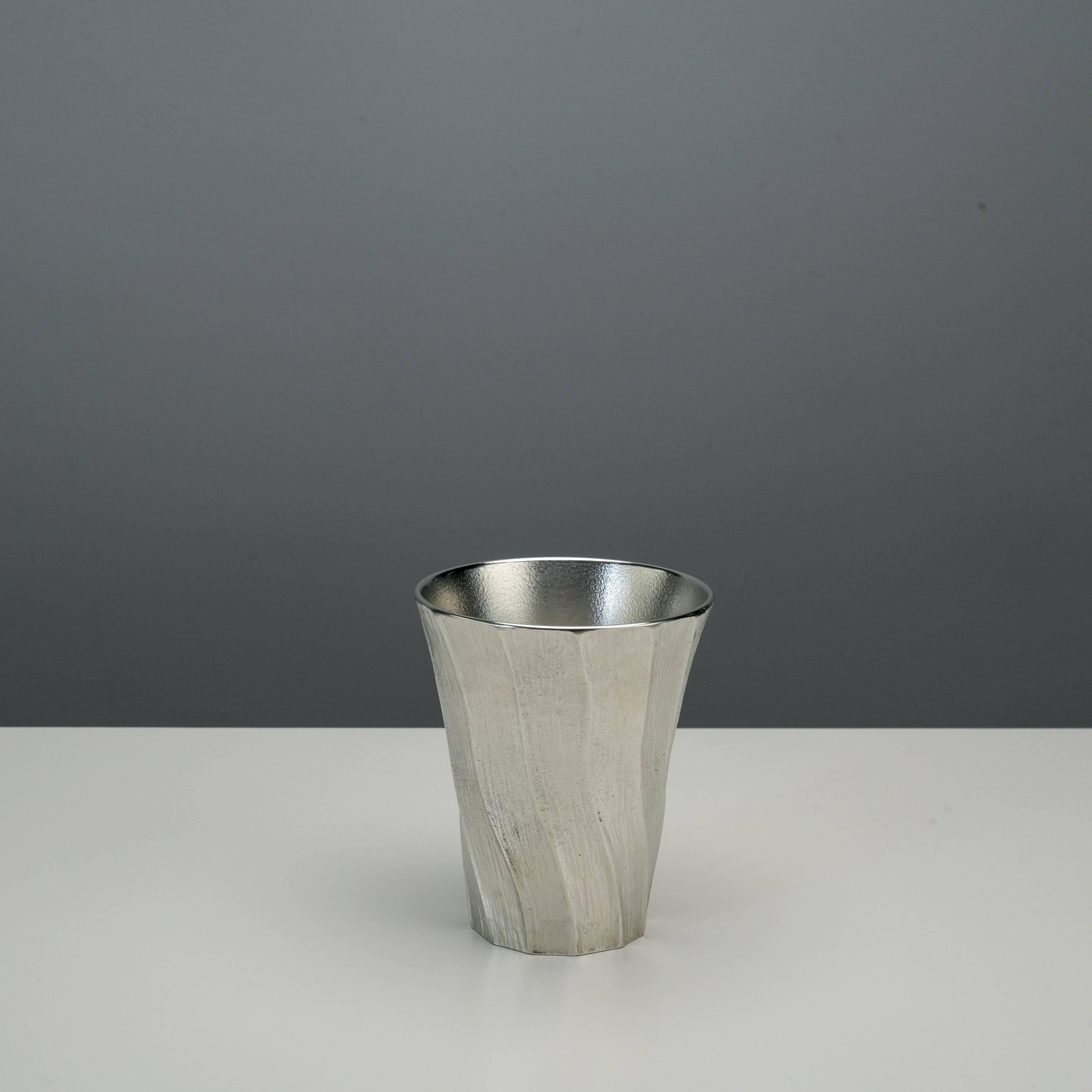 Osaka Suzuki Tumbler - Tin Tumbler | Japanese Craft, 200ml with a brushed wave texture, ideal for refined drinkware collections.