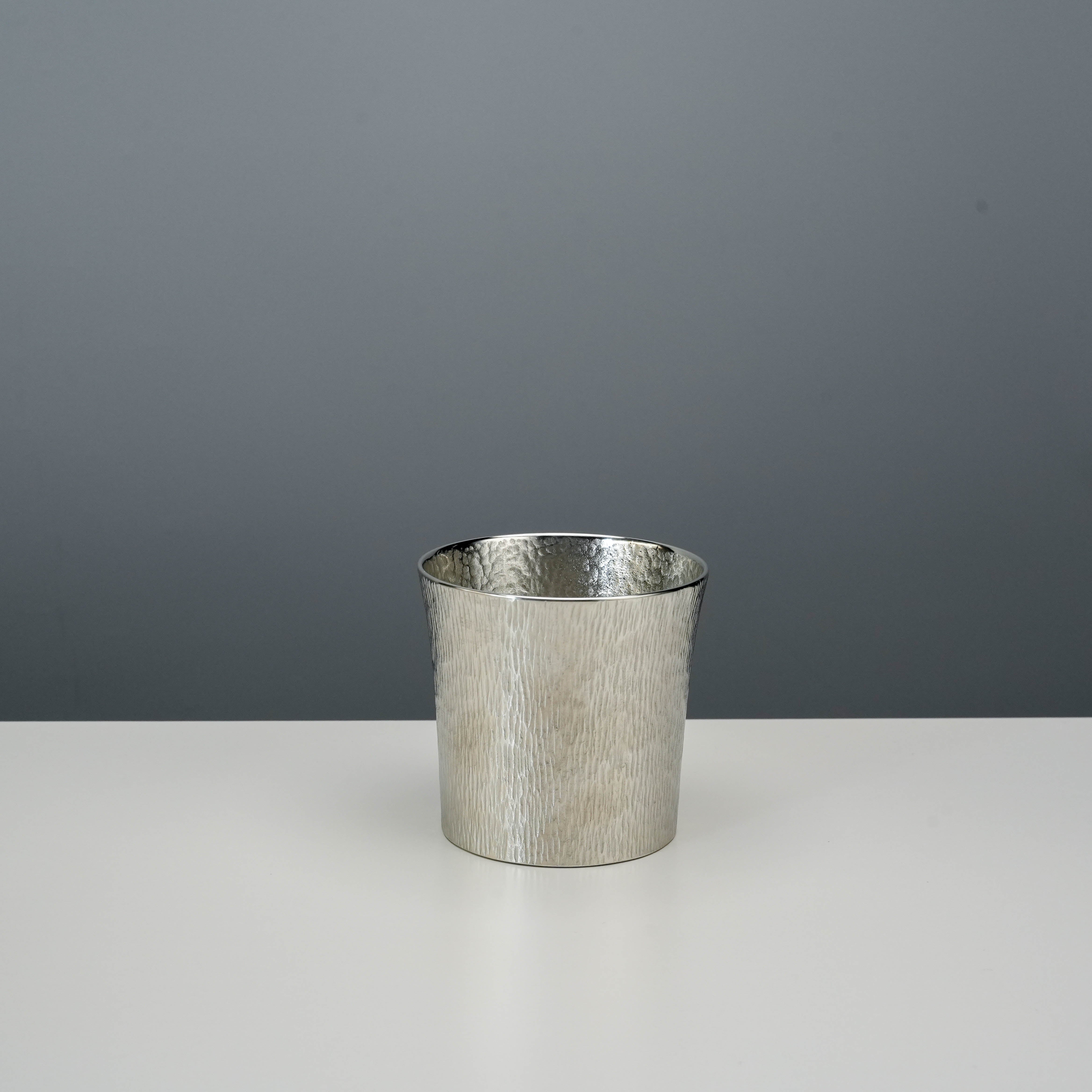 Suzuki Funnel Tumbler - Tin Tumbler from Osaka Naniwa Craft with a textured silver finish, ideal for elegant drinkware collections.