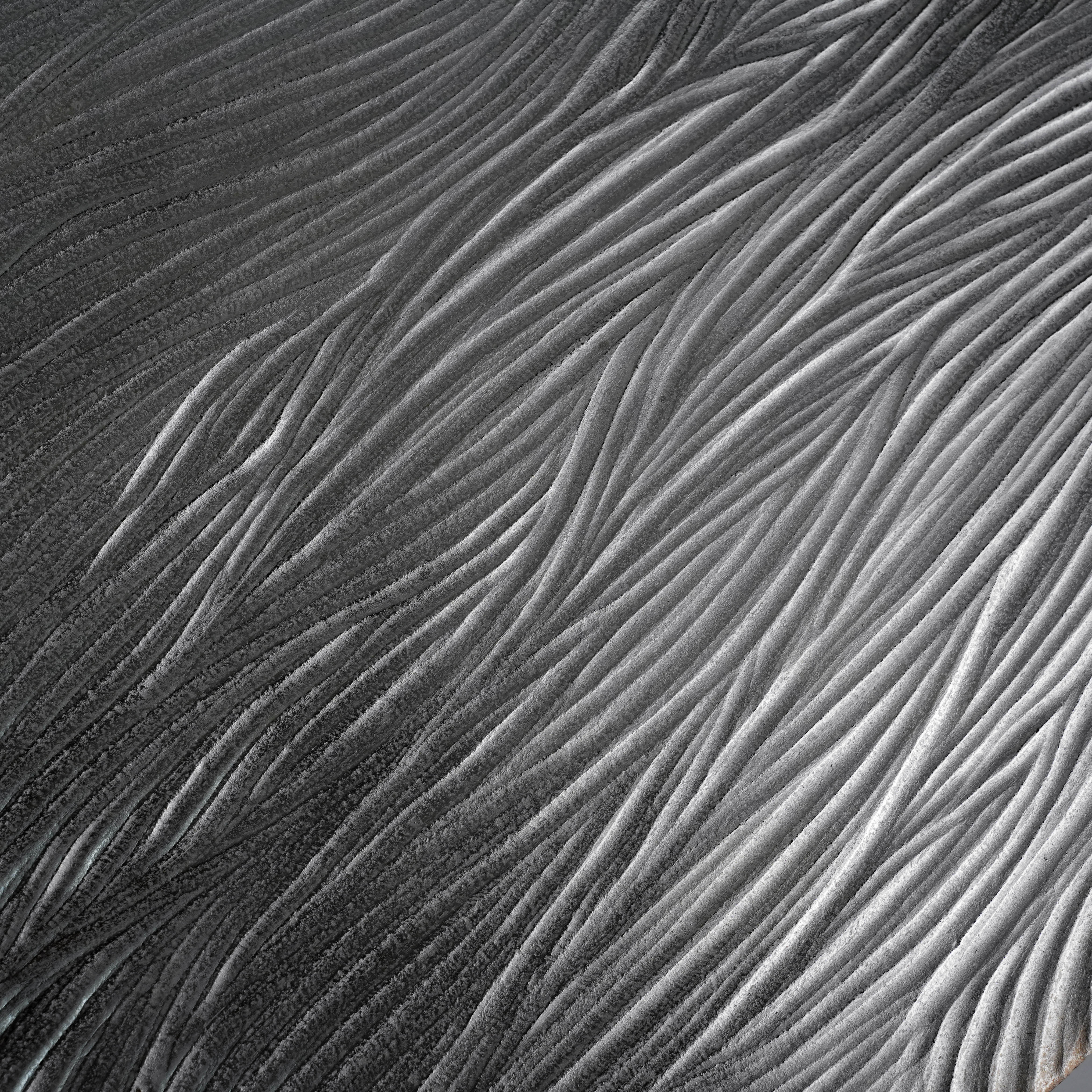 Macro view of silver-glazed tray texture from Lonesome Studio Qushui Tea Set, showcasing handmade craftsmanship for Gongfu Cha presentation.