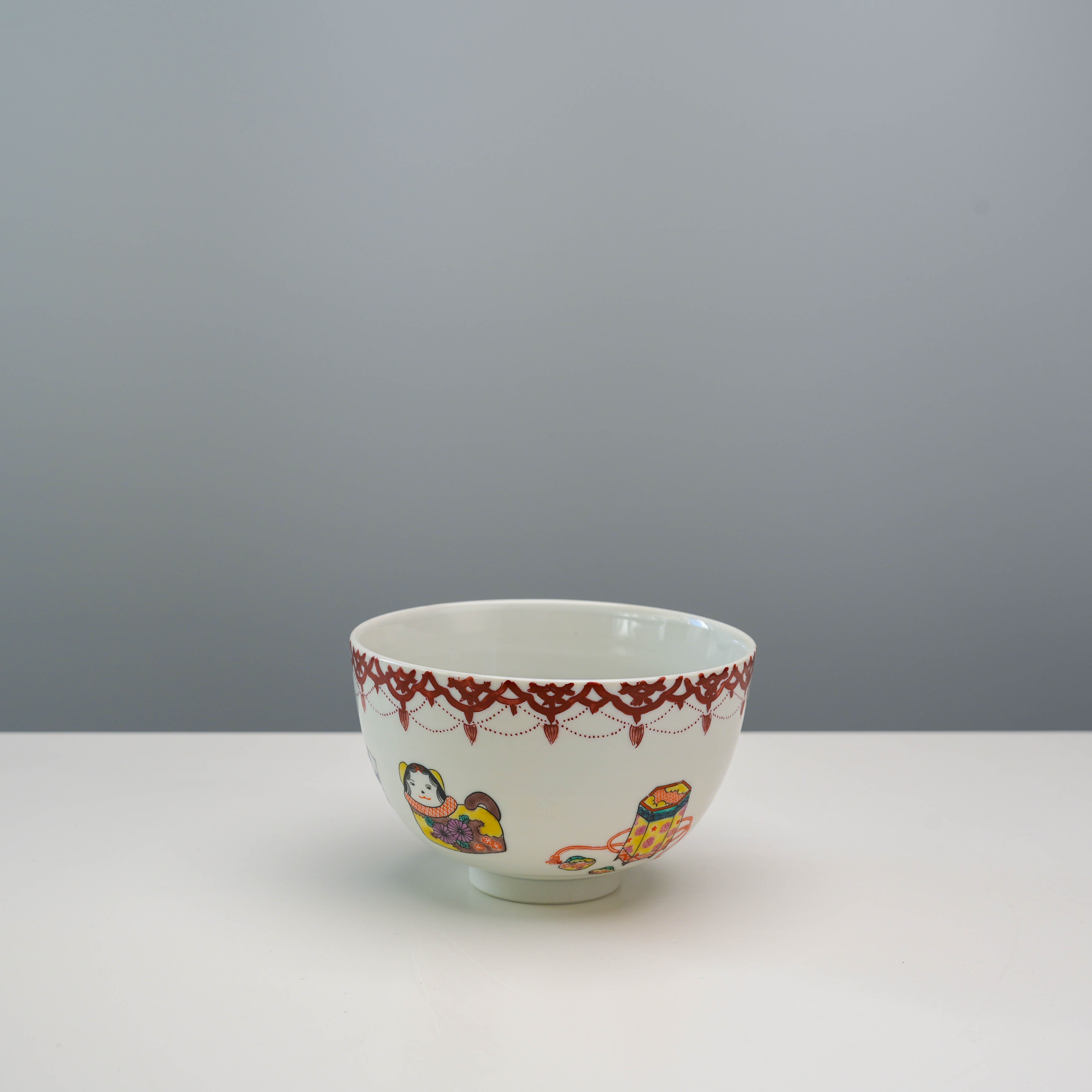 Kutani Ware Japanese Folk Toys Matcha Bowl