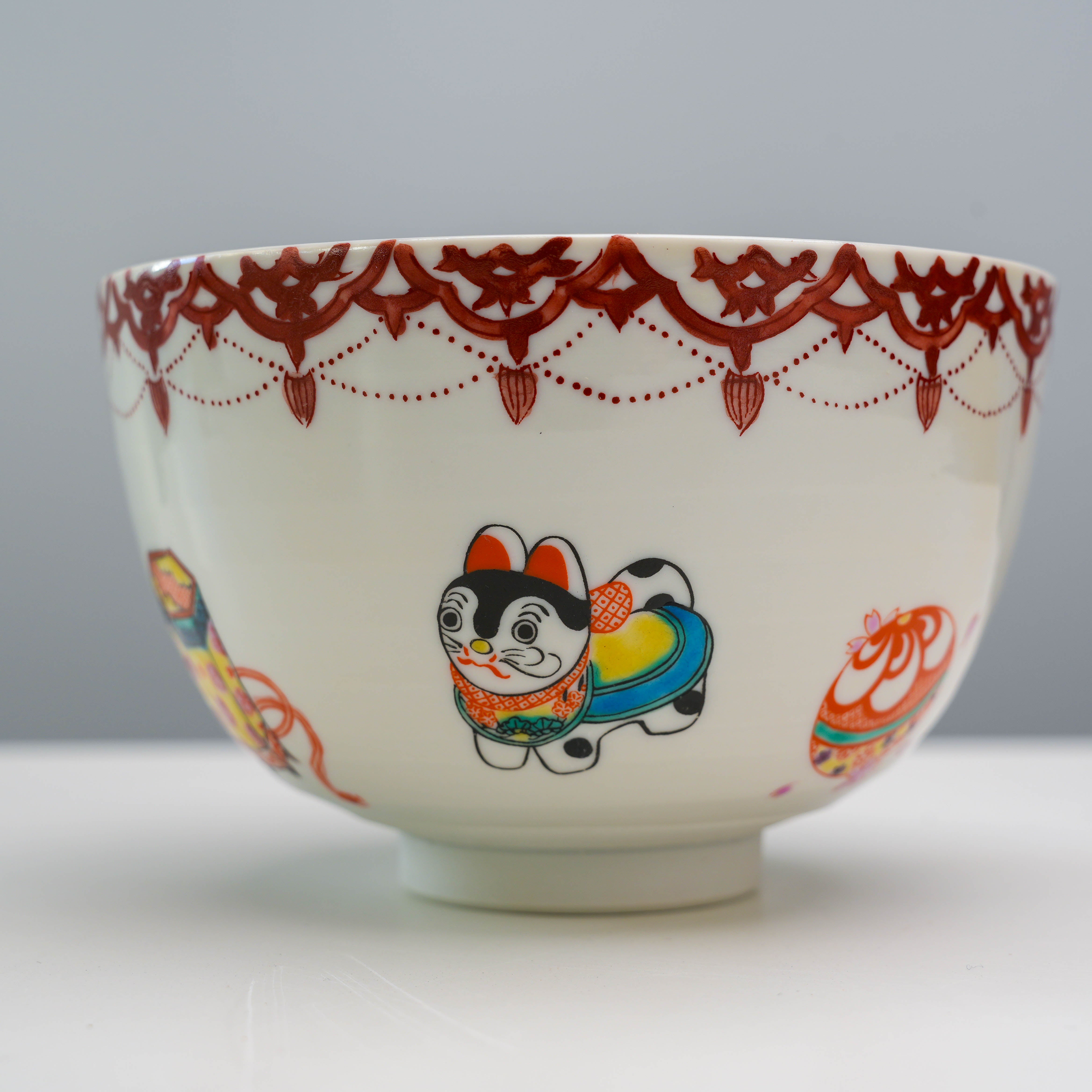Kutani Ware Japanese Folk Toys Matcha Bowl