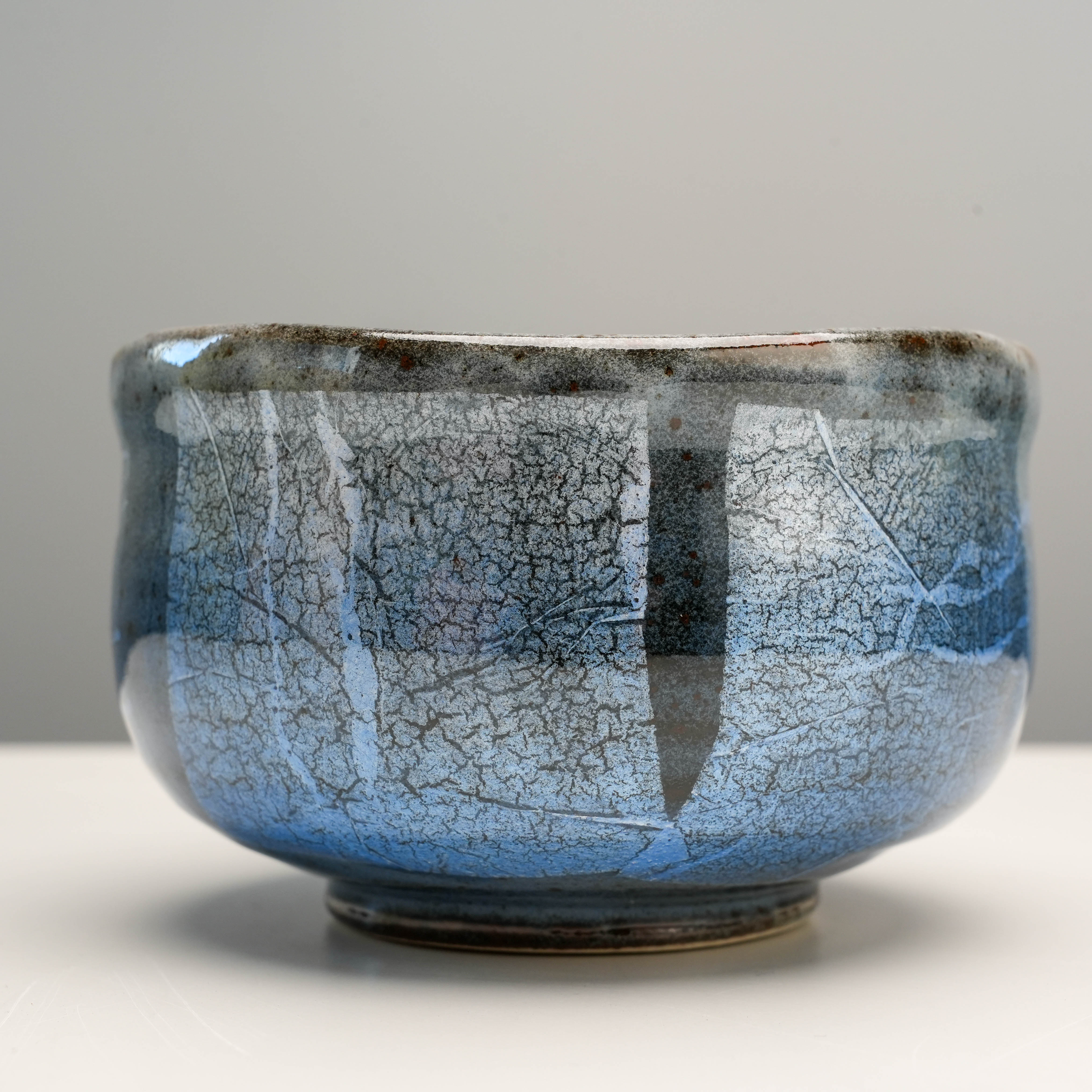 Kutani Ware Blue Silver Matcha Bowl