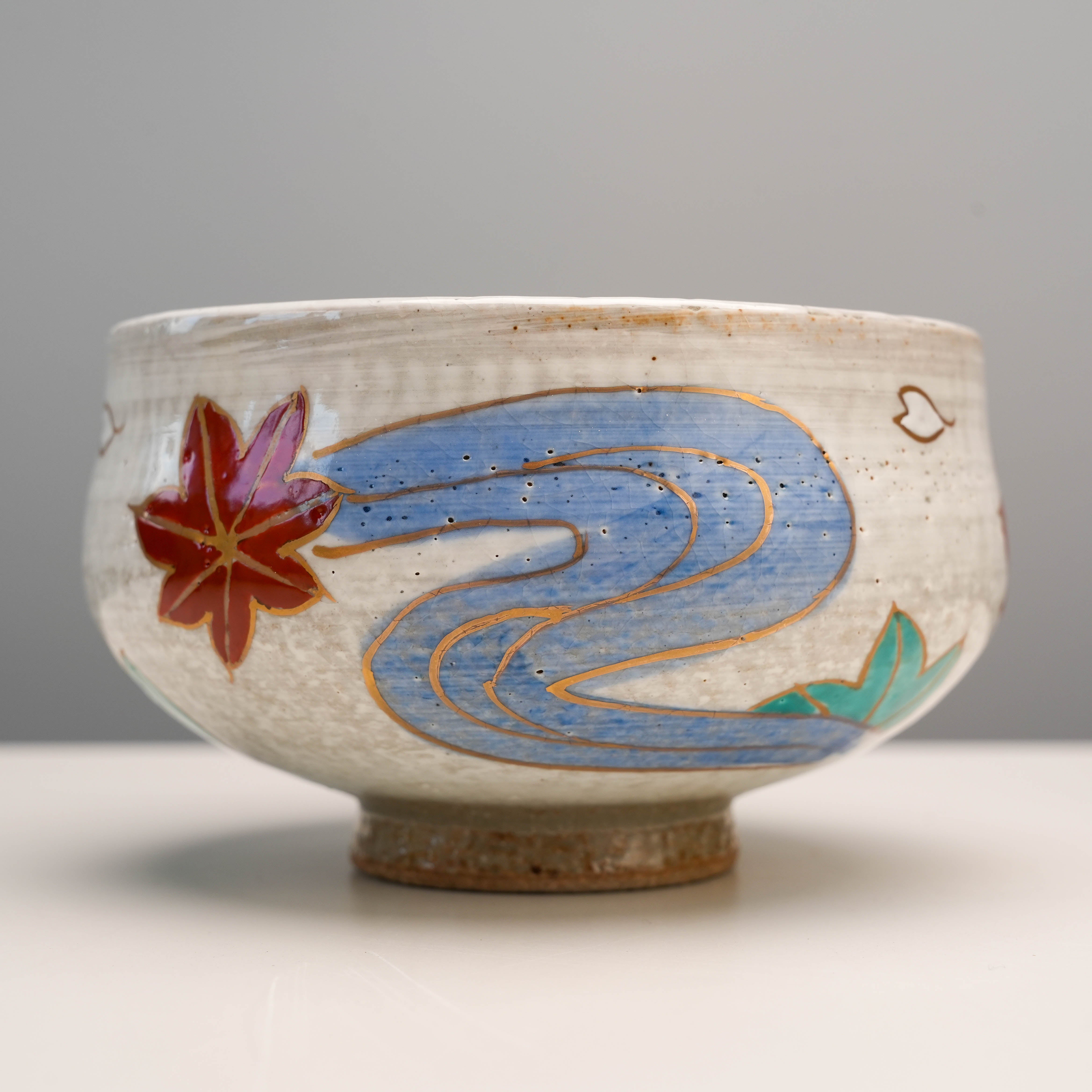 Arita Ware Maple Leaf & Tatsuta River Matcha Bowl