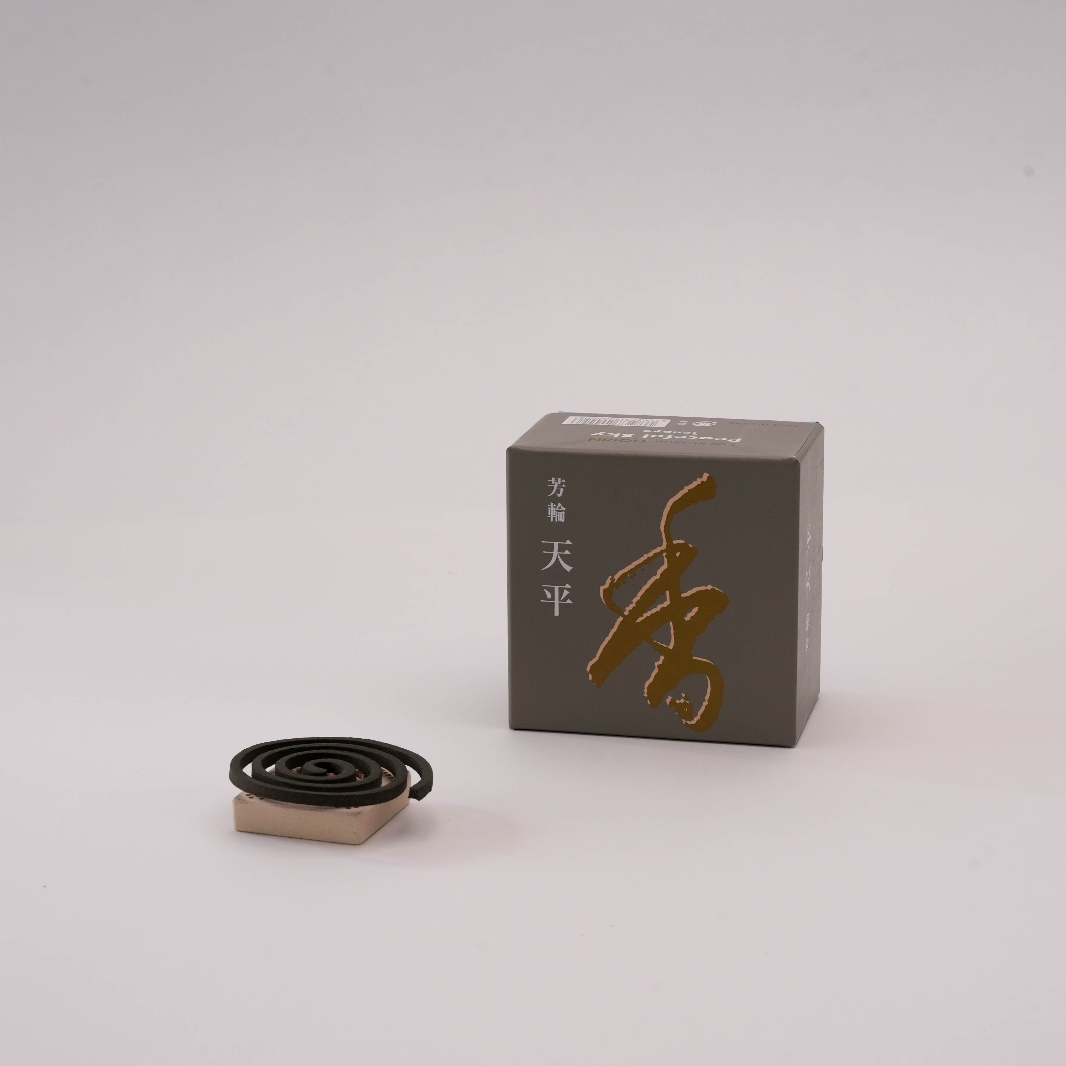 Shoyeido Tenpyo Incense - Peaceful Sky coil with elegant box, ideal for meditative ambiance and long-lasting sandalwood scent.