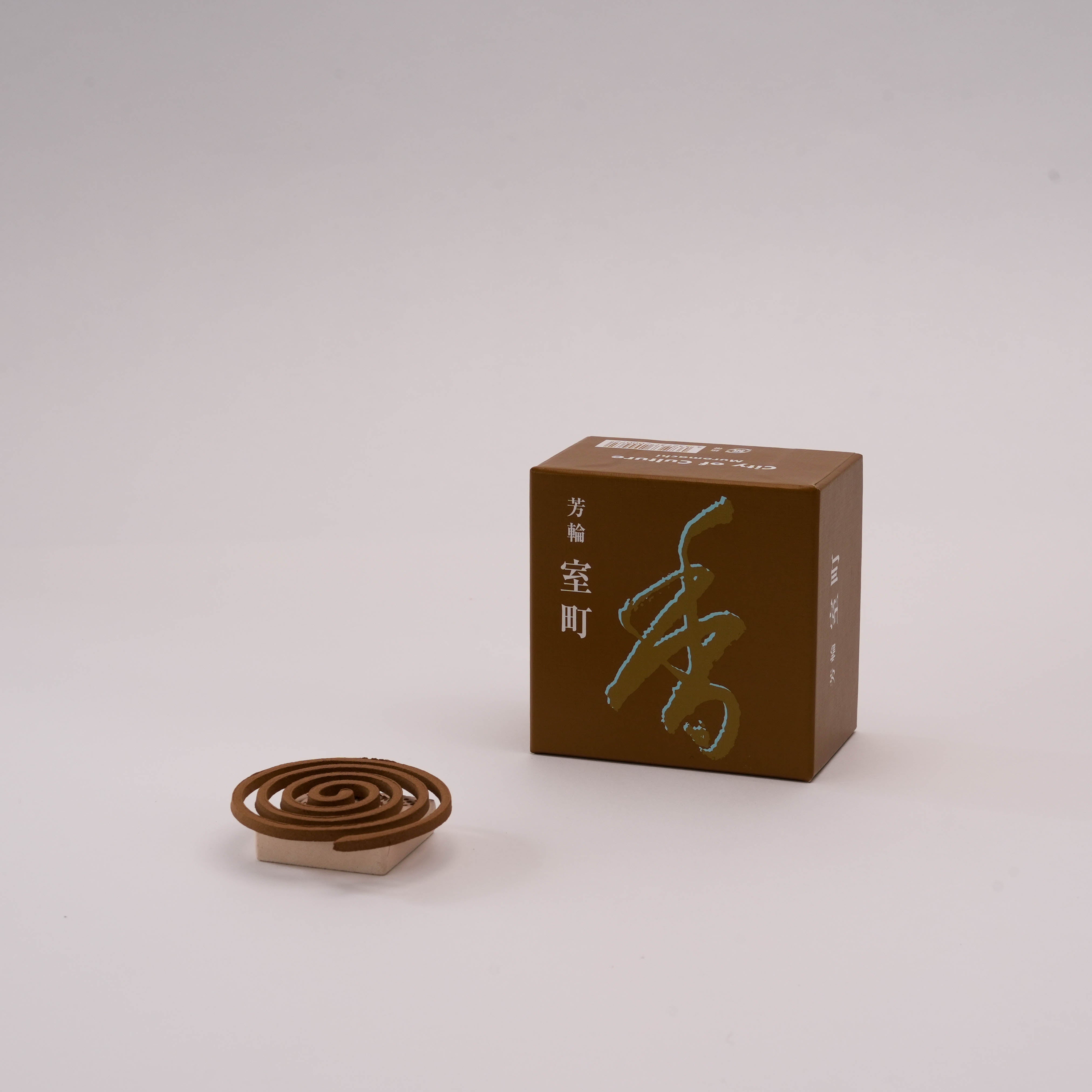 Shoyeido Horin Muromachi City Incense coil with box, offering long-lasting sandalwood aroma for serene home ambiance and cultural decor.