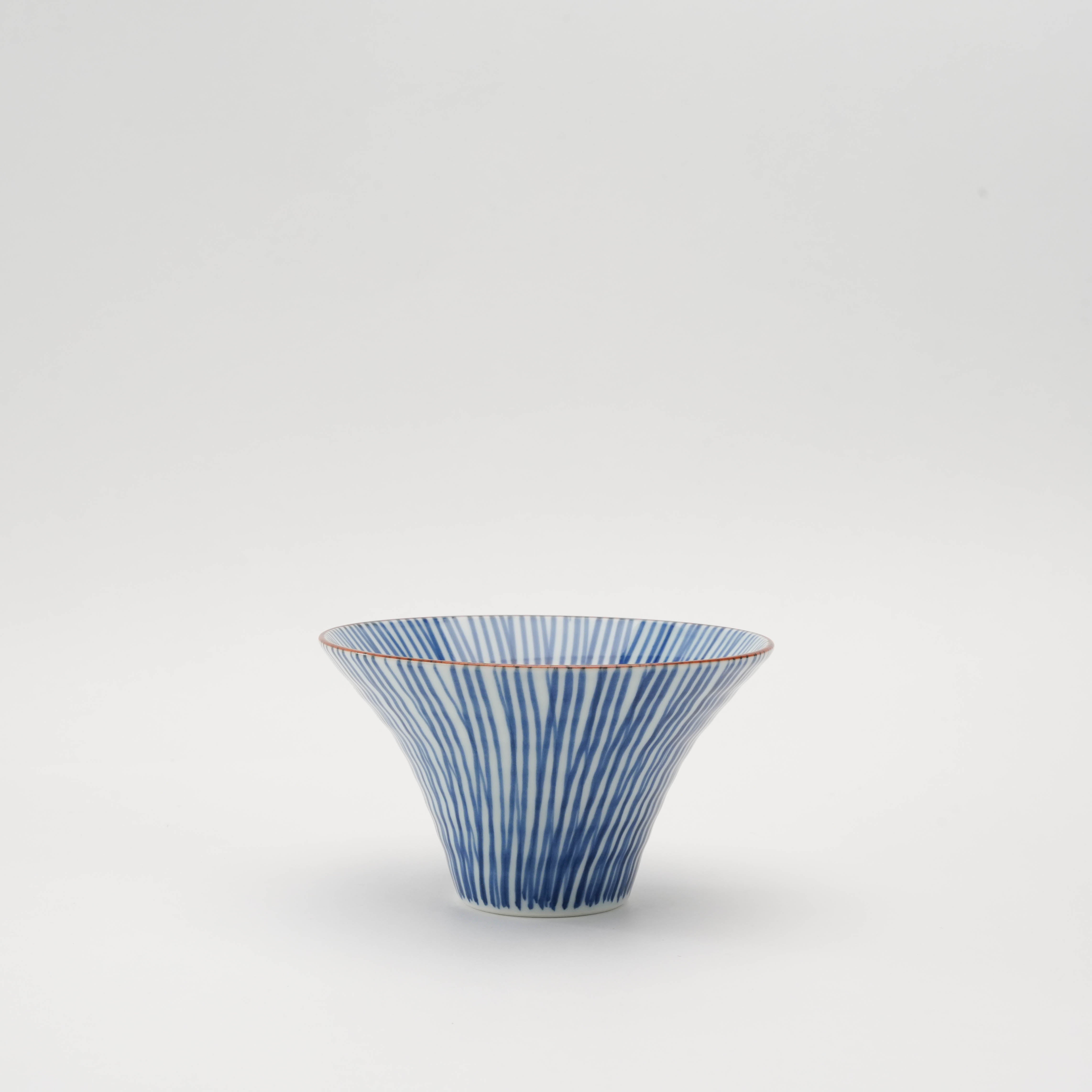 Arita Ware Flared Bowl - Small Bowl | 12cm Hand-Painted in blue Tokusa brushstroke design, ideal for serving side dishes or tea.