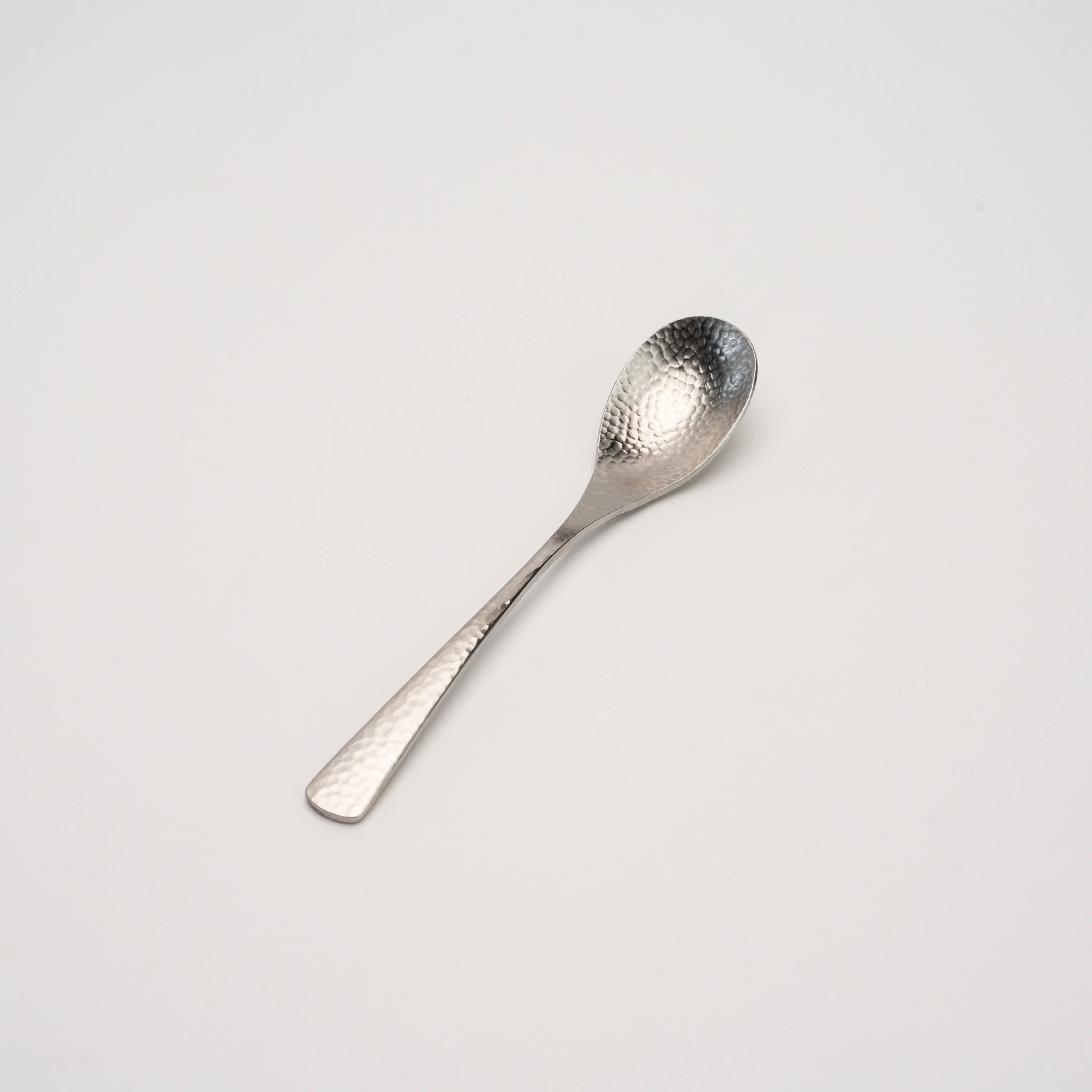 Tsubamesanjo Hammered Spoon - Nagomi Wafu Tea, handcrafted with a refined hammered texture, ideal for tea or desserts.