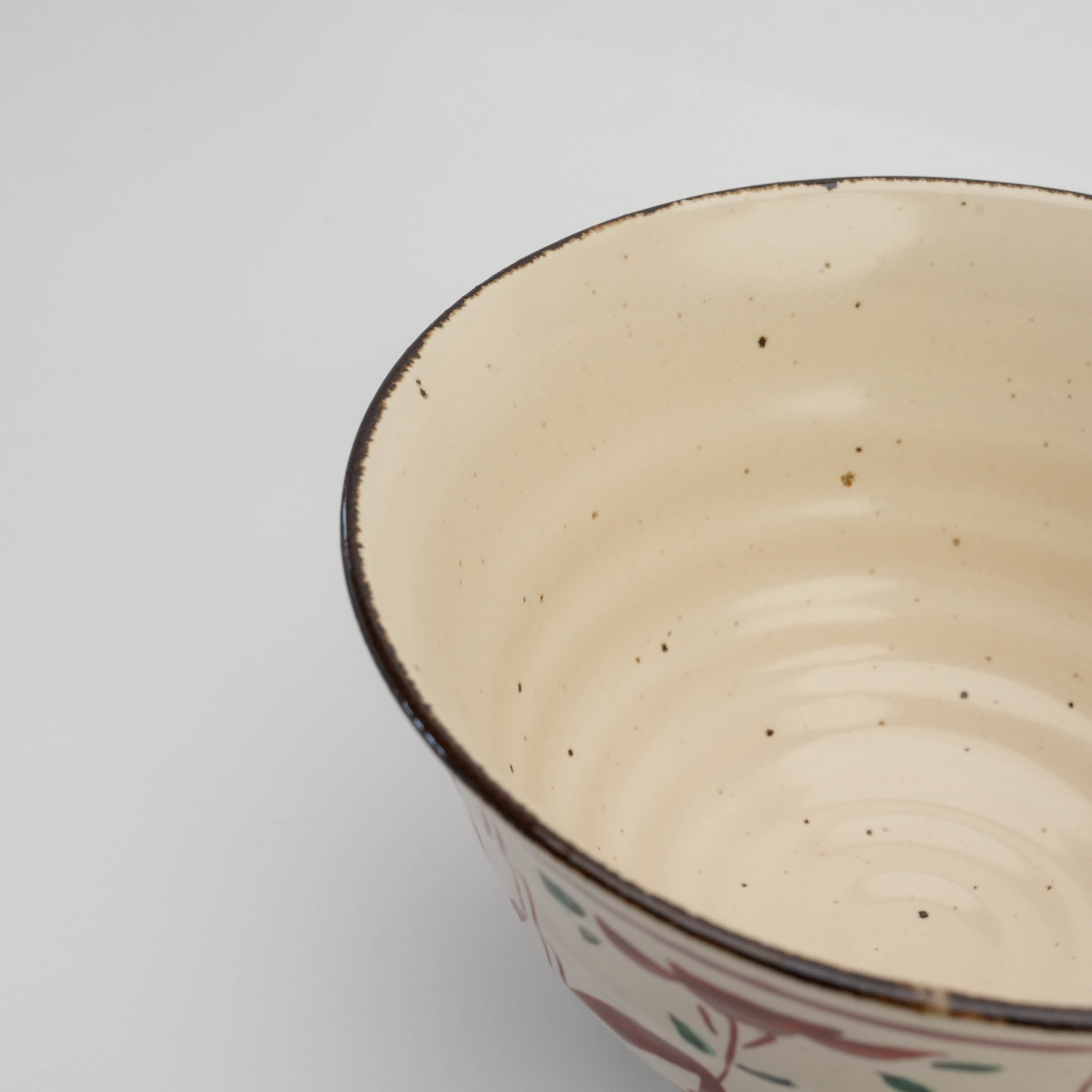 Interior view of Mino Ware Lattice Bowl featuring a smooth cream glaze with natural speckling, perfect for everyday dining.