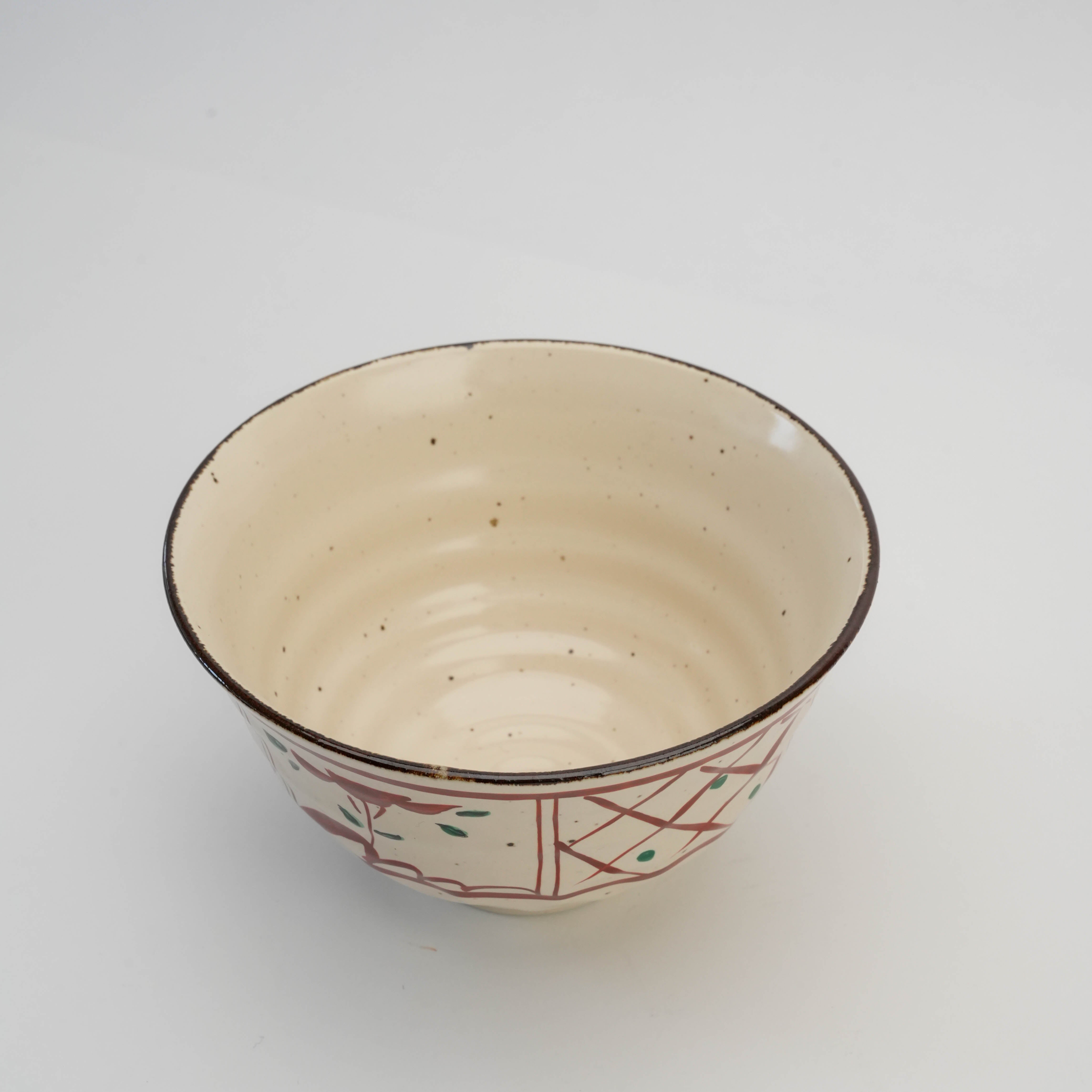 Top angle of Mino Ware Hand-Painted Japanese Donburi Bowl highlighting its deep, rounded shape and artisan-crafted finish.