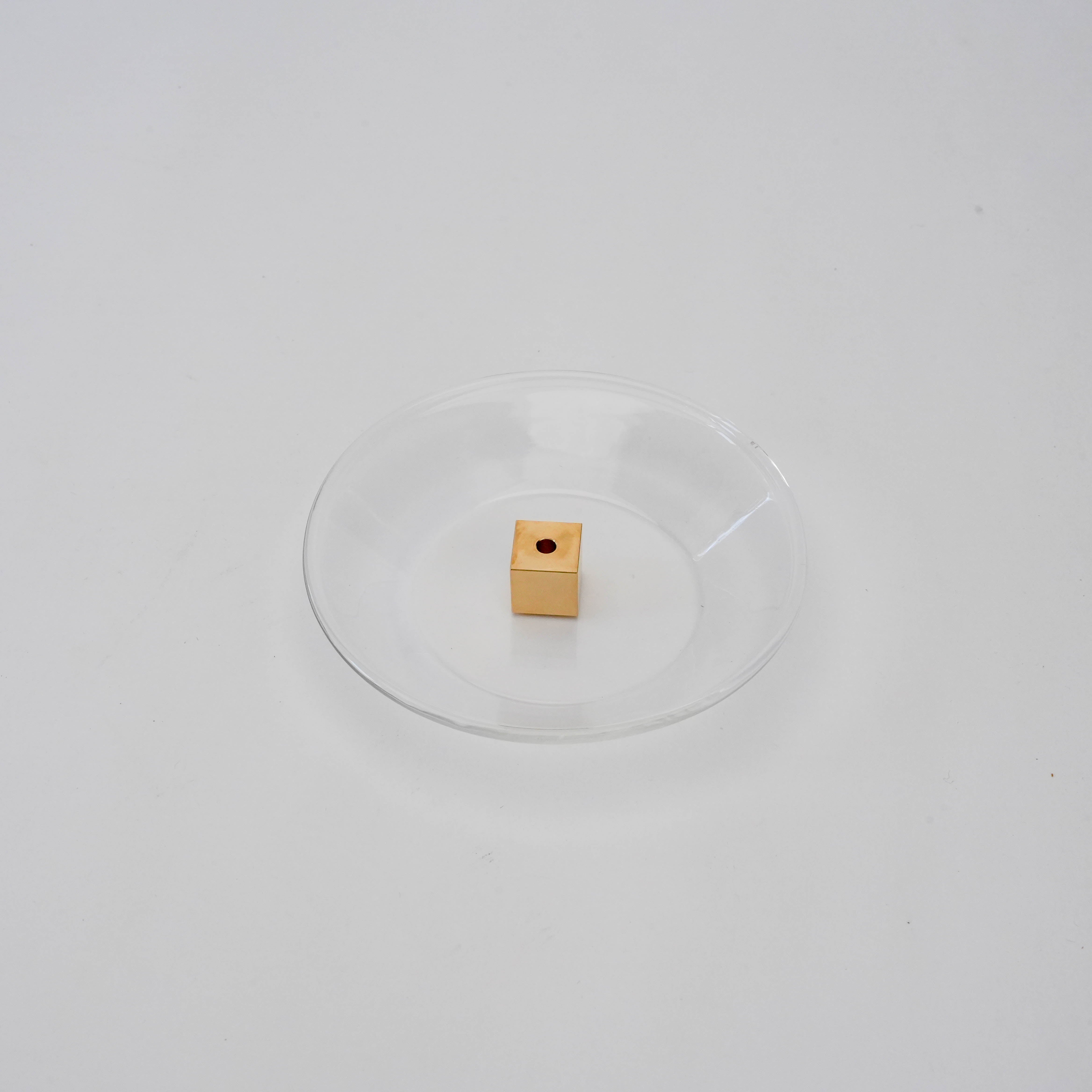 Kousaido Cube Brass& Glass Incense Holder