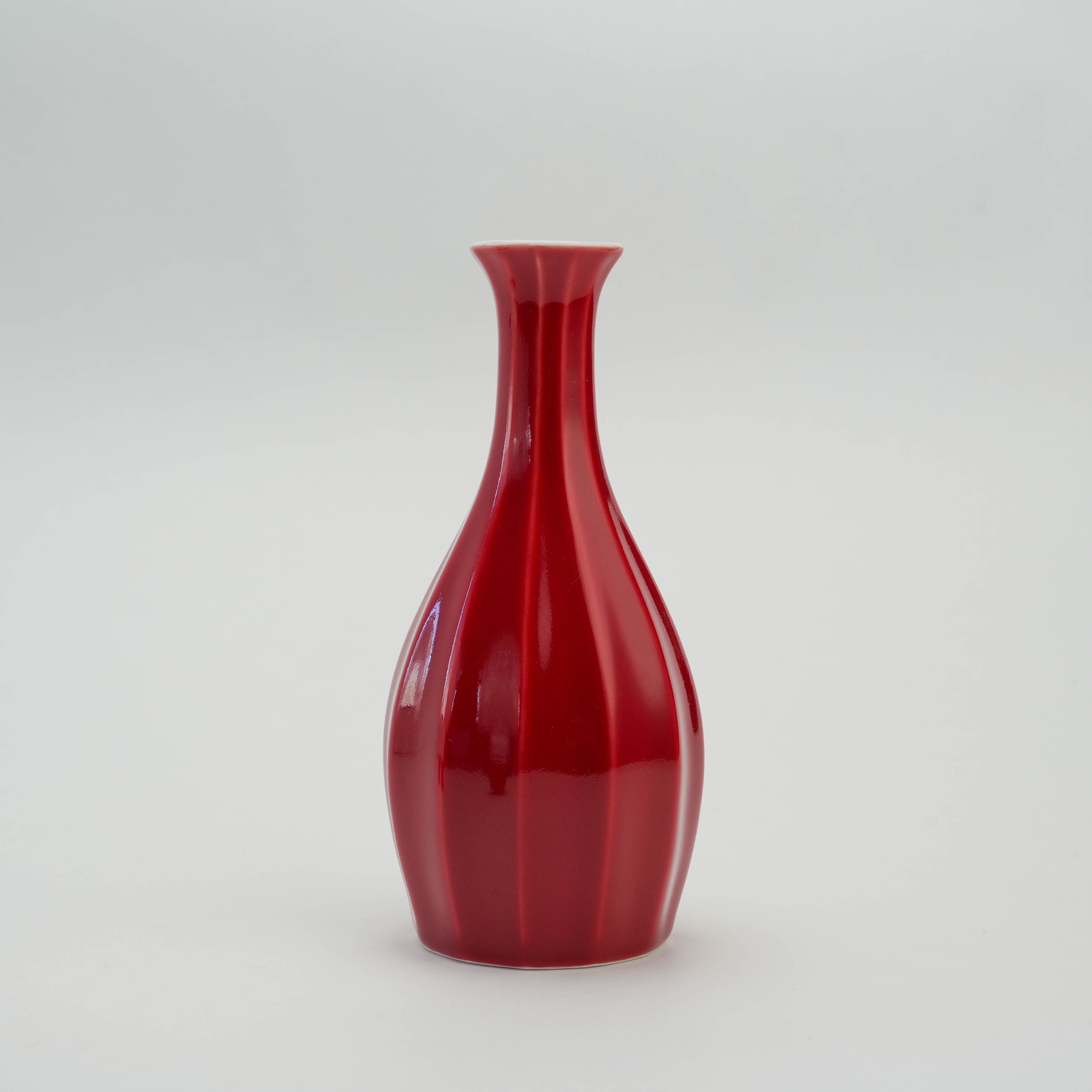 Arita Ware Red Glazed Faceted Sake Set