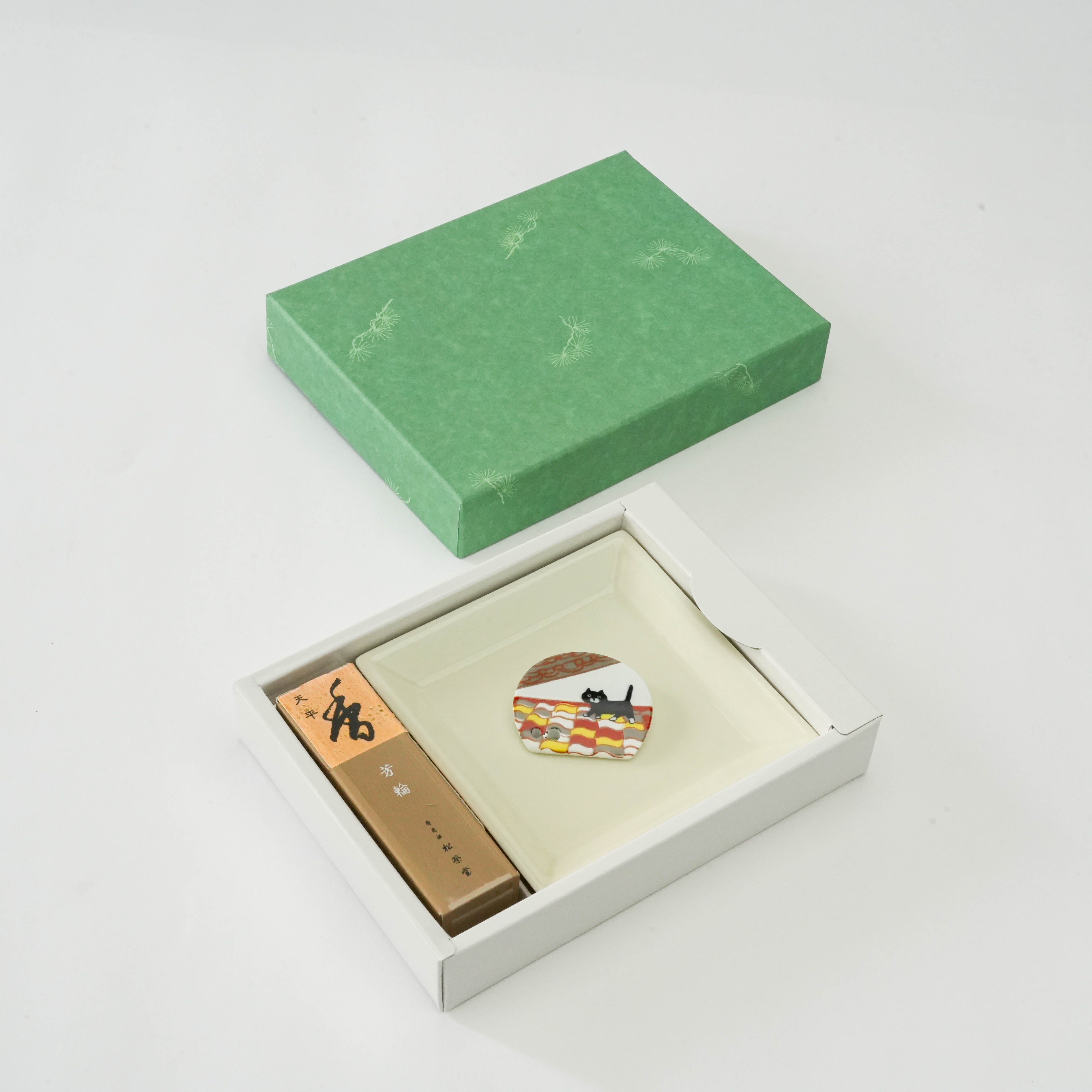 Shoyeido Horin Gift Set - Tenpyo & Cat on Roof Incense Holder