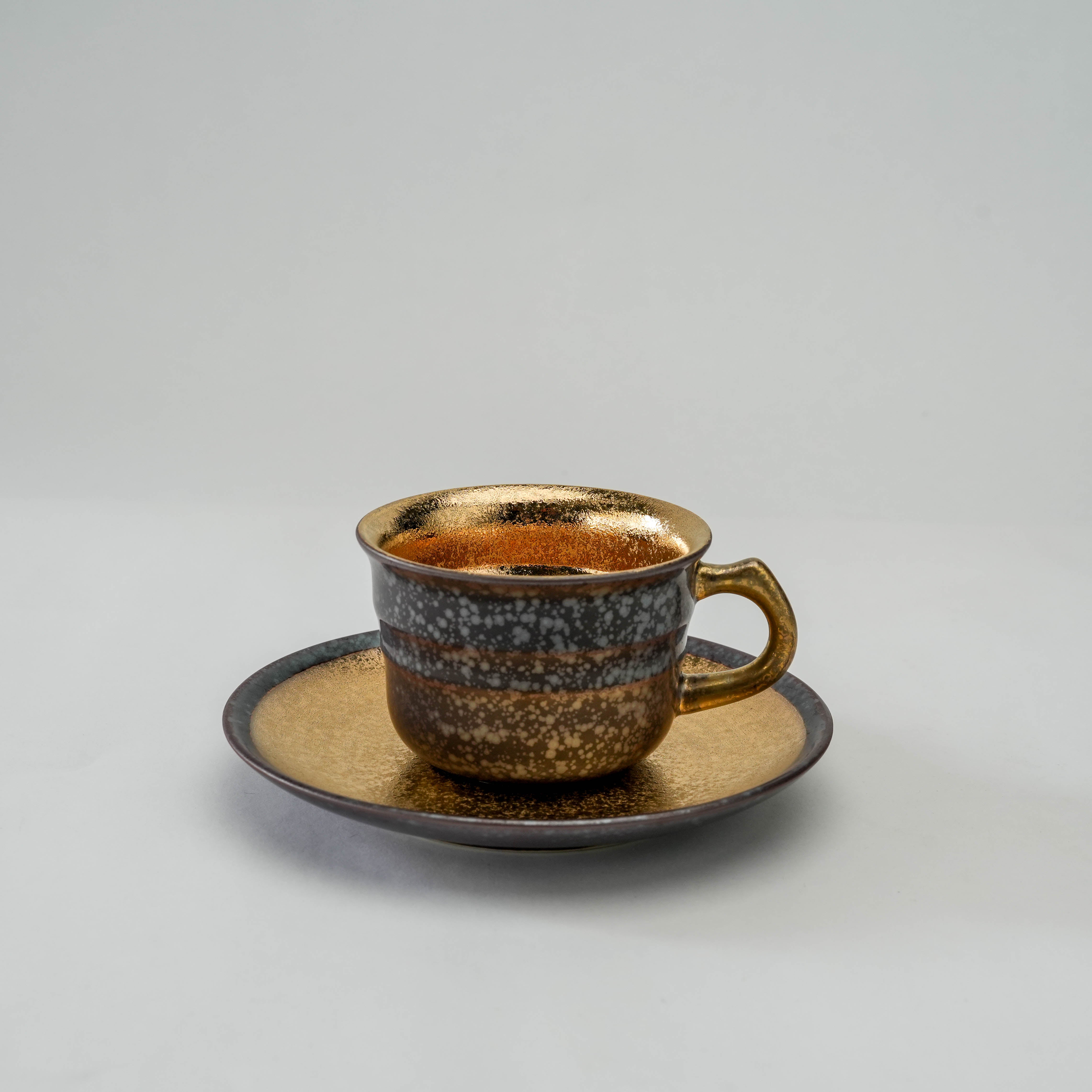 Arita Ware Crystal Glaze Gold Coffee Cup & Saucer