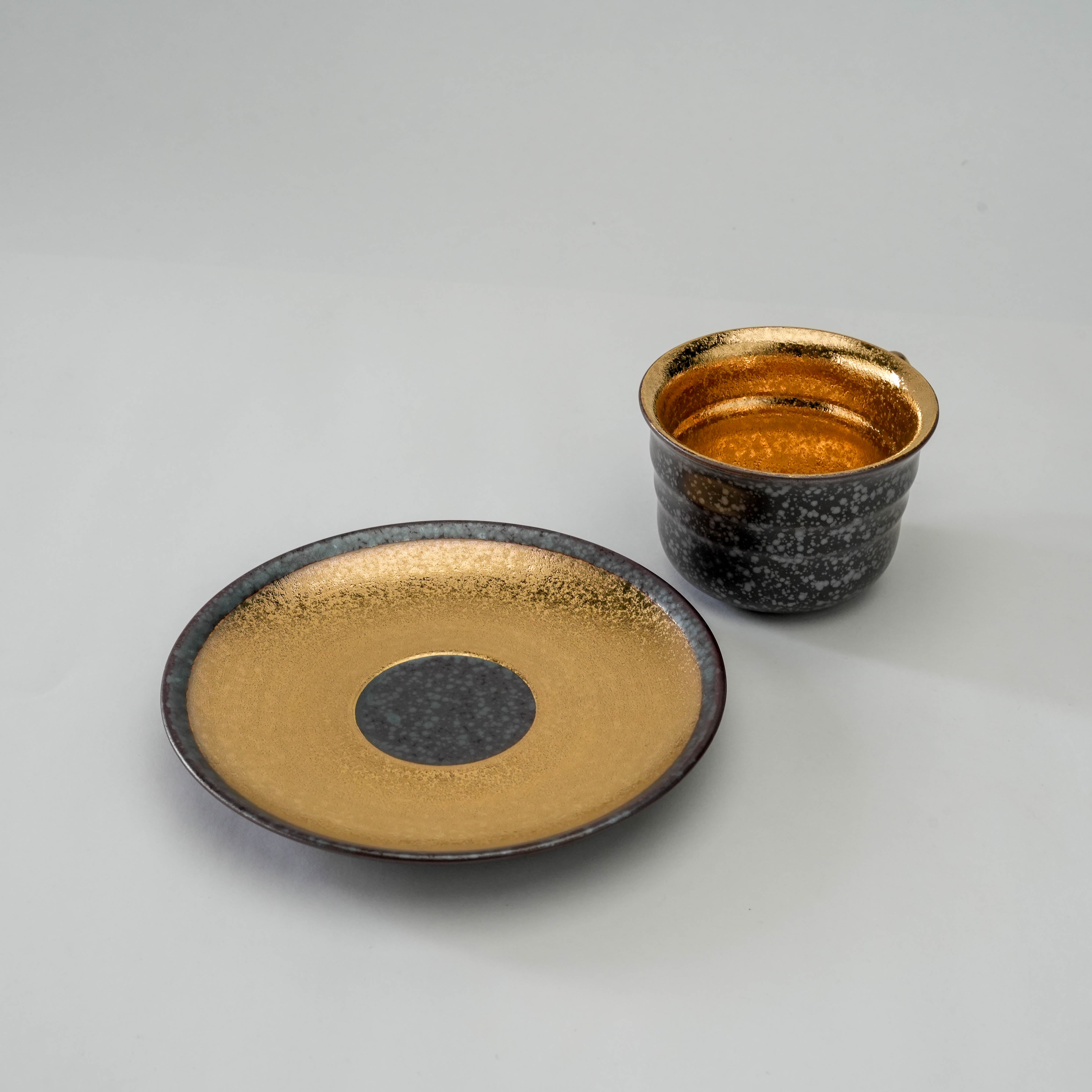 Arita Ware Crystal Glaze Gold Coffee Cup & Saucer