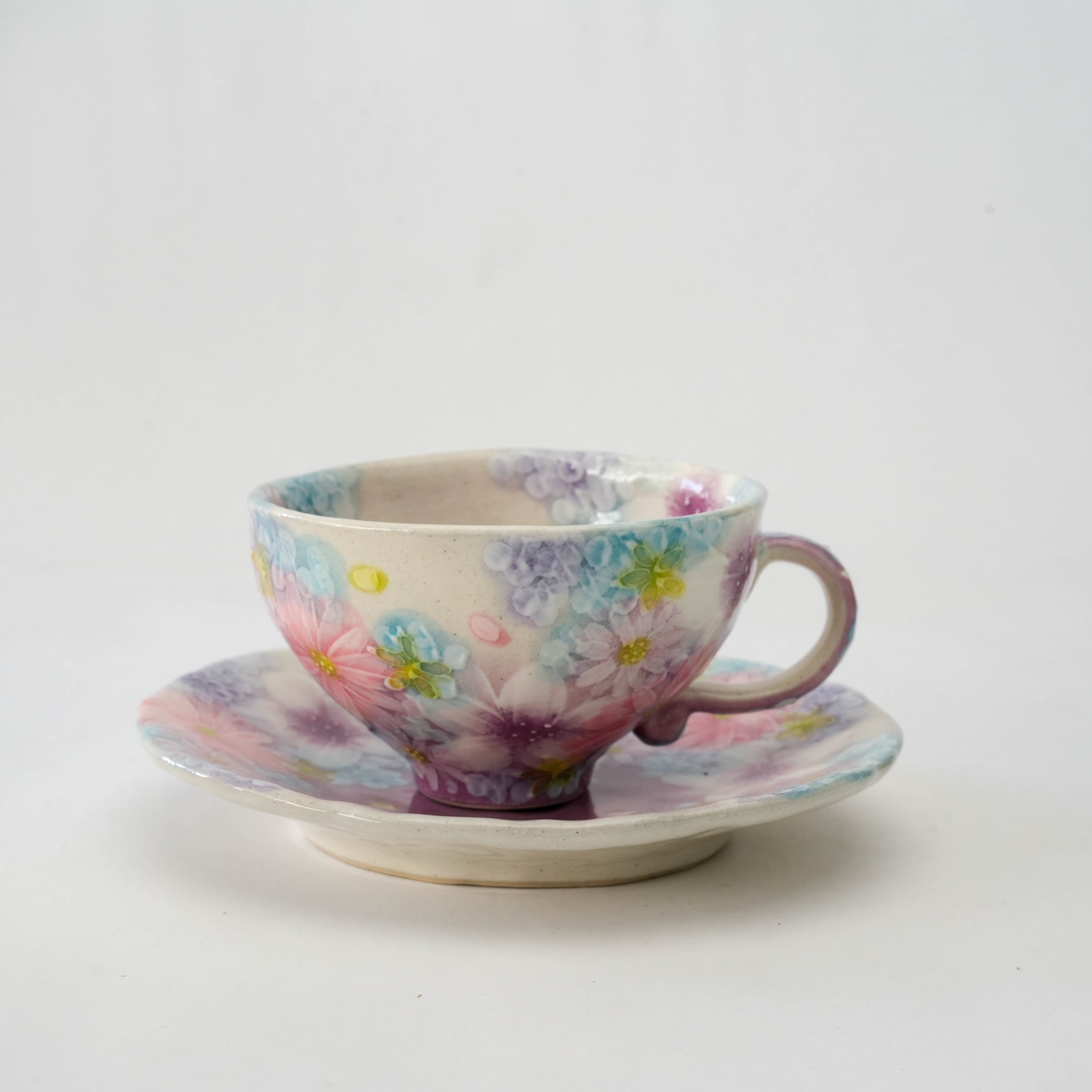 Seto Ware Shikisai Floral Coffee Cup & Saucer