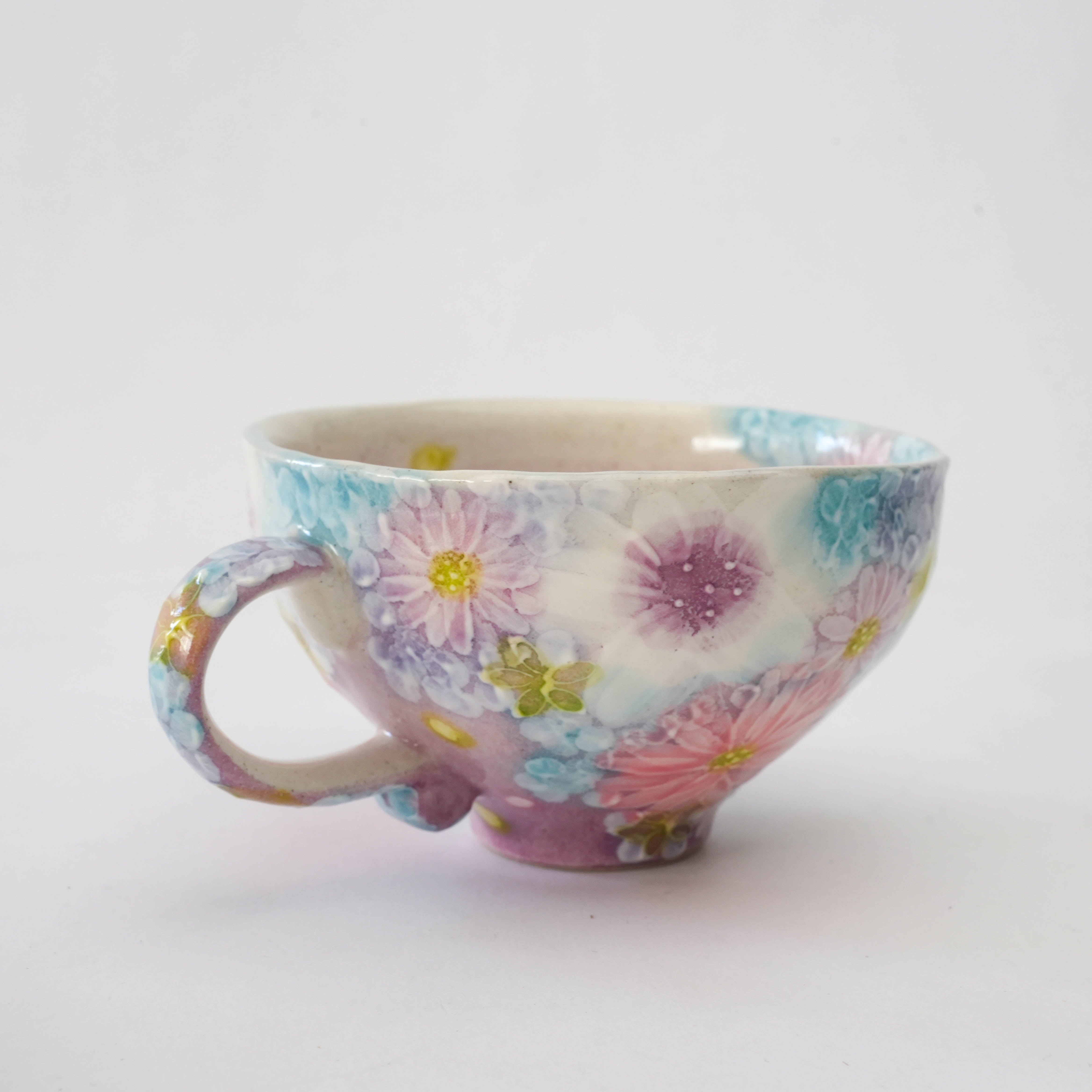 Seto Ware Shikisai Floral Coffee Cup & Saucer