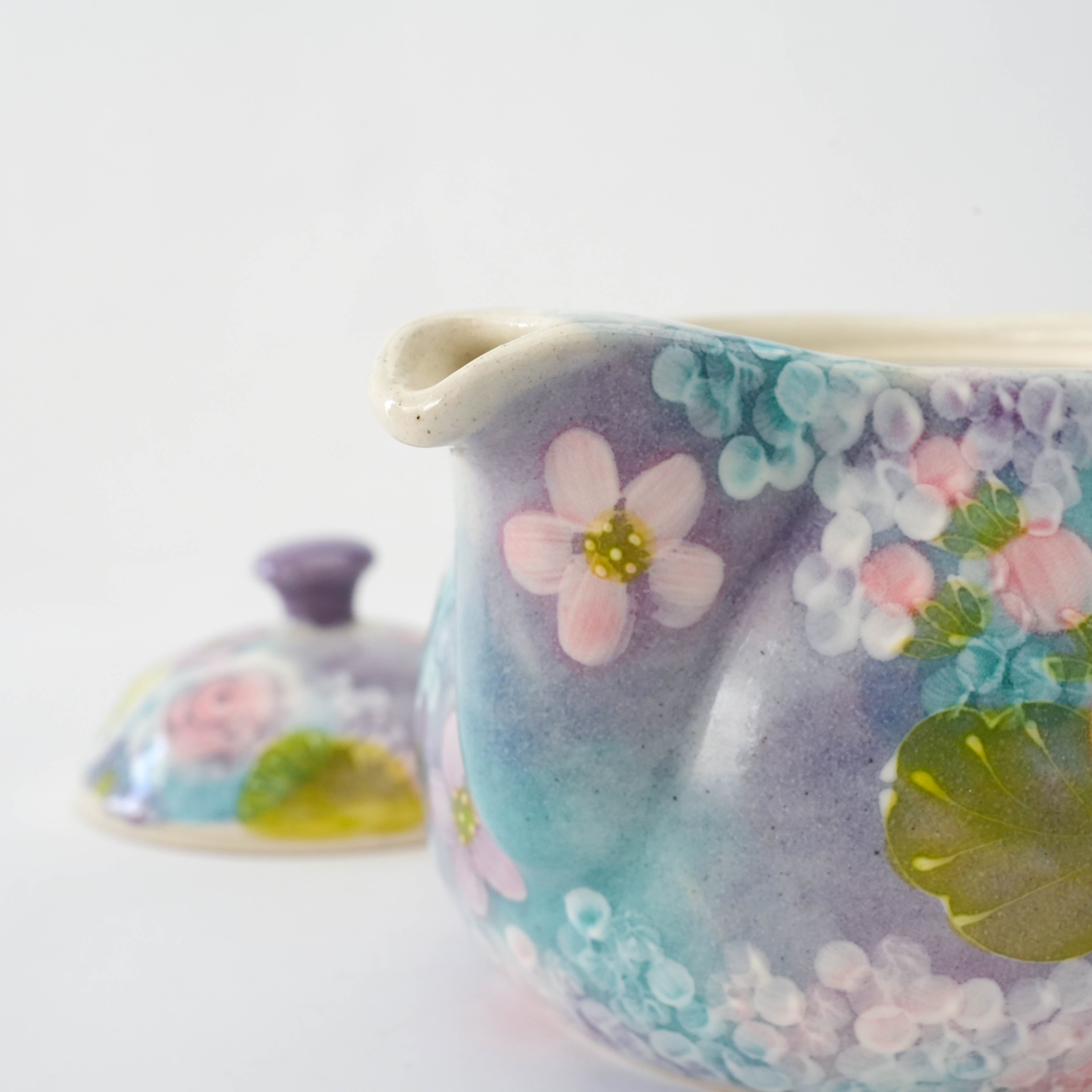 Seto Ware Saibara Floral Teapot