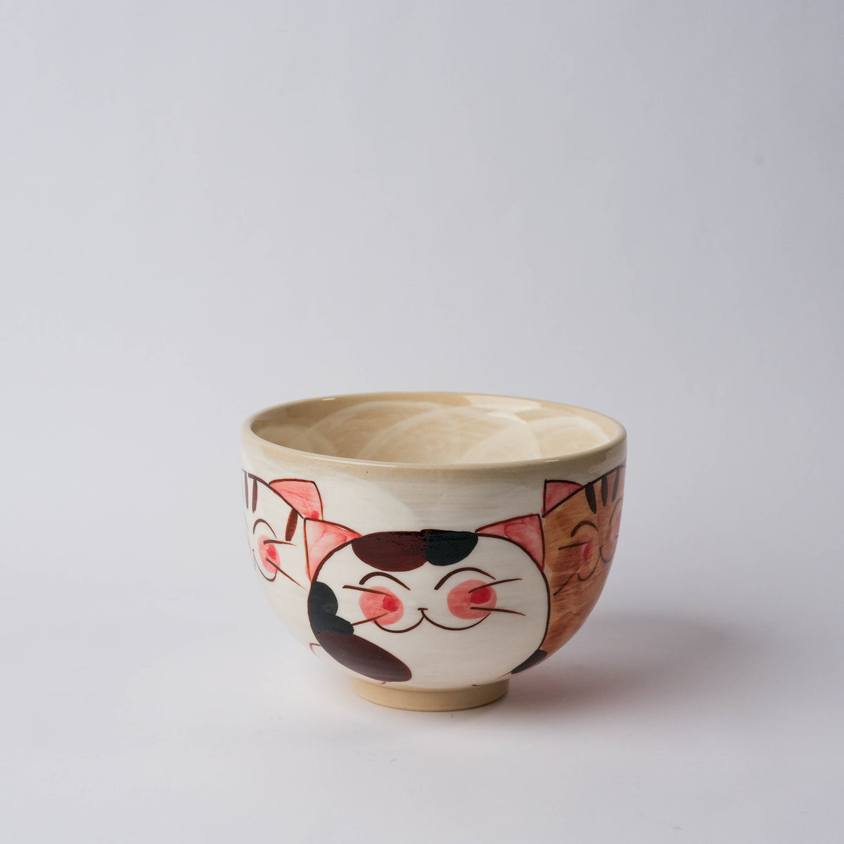 Hasami Ware Three Friendly Cat Donburi Bowl