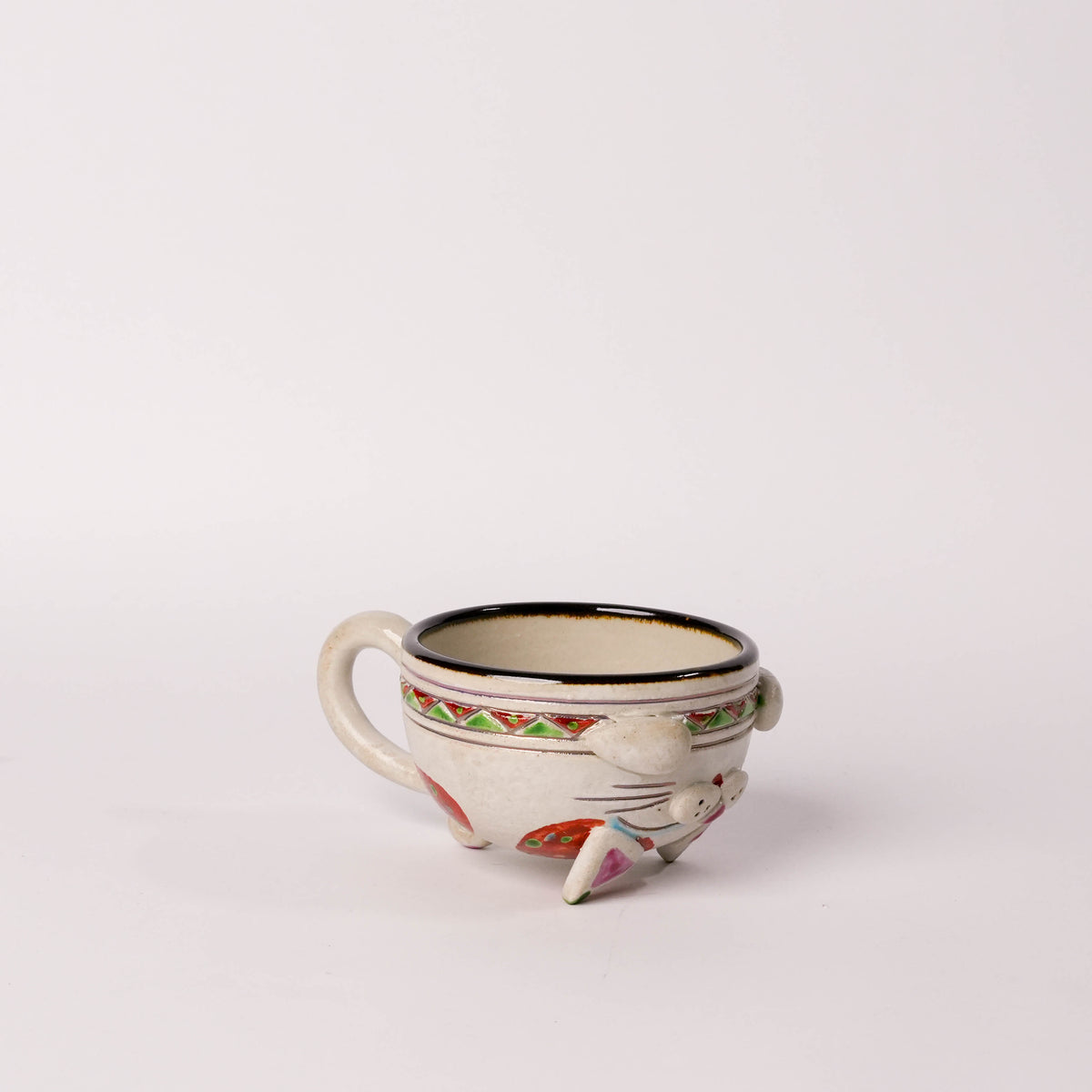 Koichi Yasunaga Cat Mug - White & Red