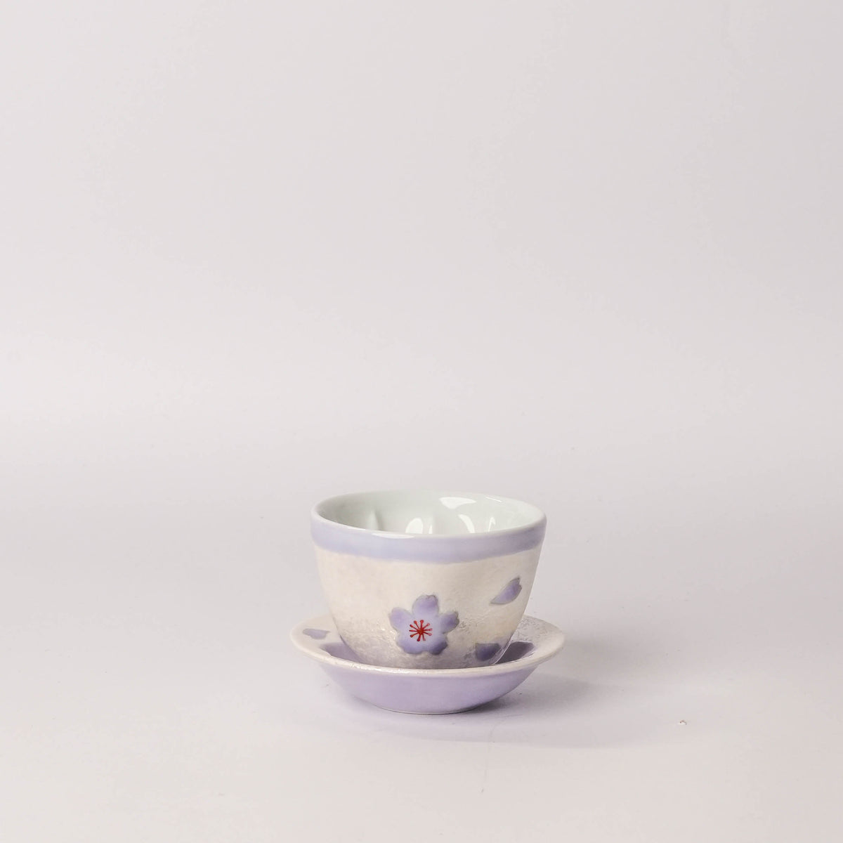 Arita Ware Purple Cherry Blossom Small Teacup with Saucer