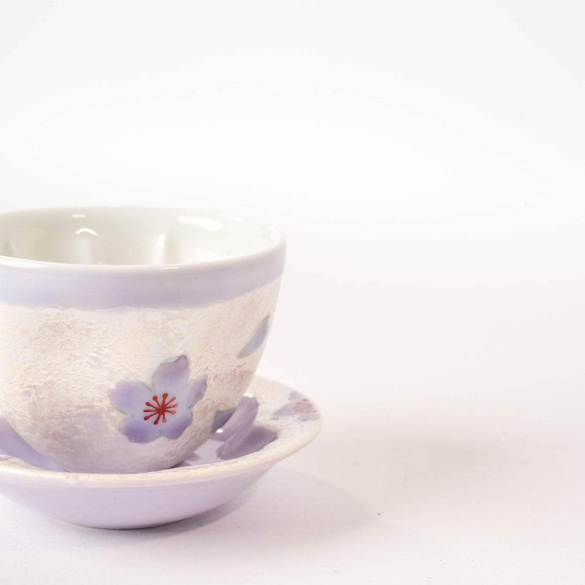 Arita Ware Purple Cherry Blossom Small Teacup with Saucer