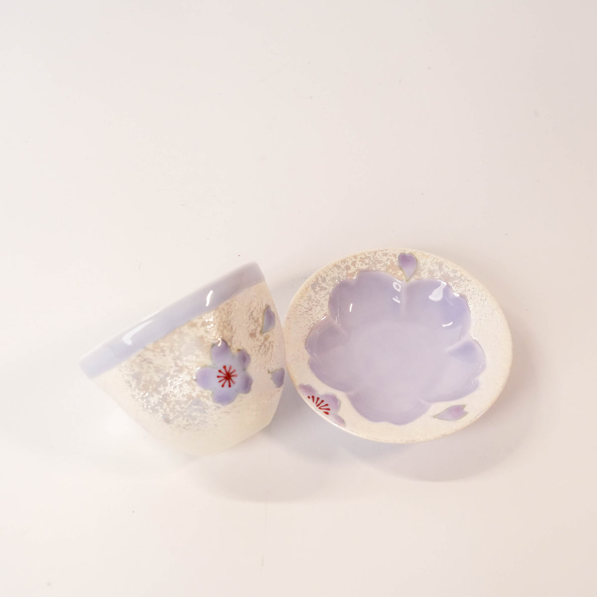 Arita Ware Purple Cherry Blossom Small Teacup with Saucer