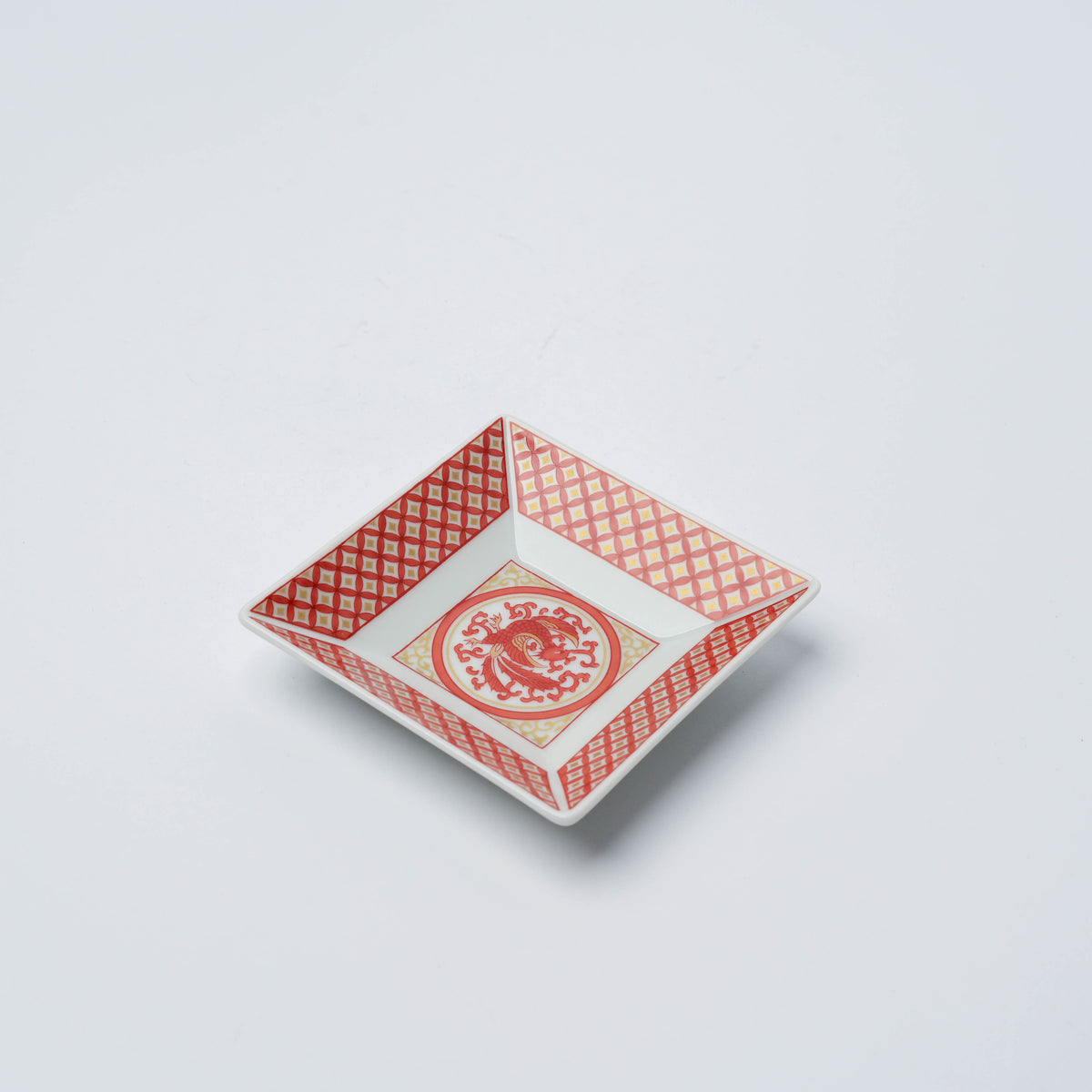 Kutani Ware Heritage Floral & Geometric Square Plate Set