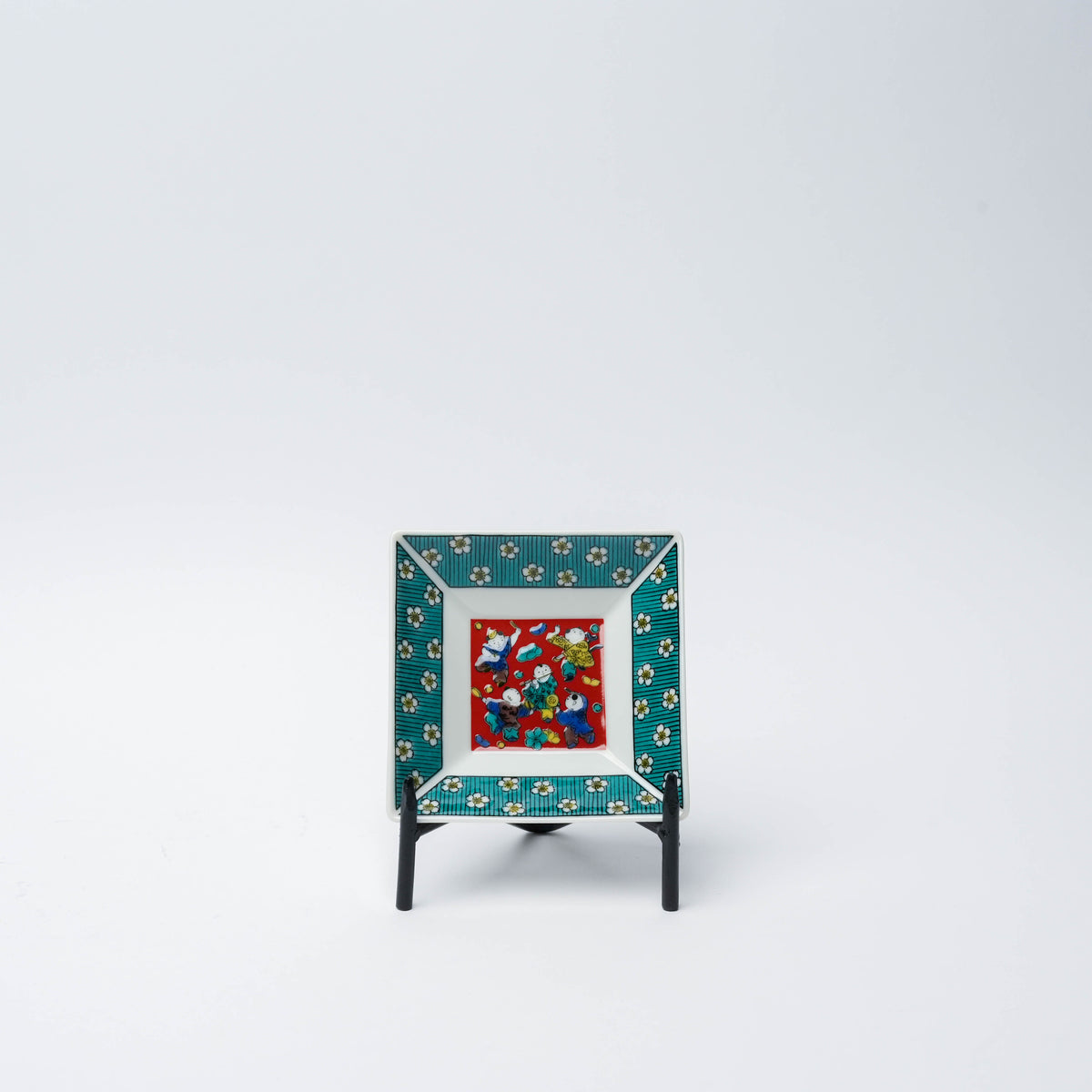 Kutani Ware Heritage Floral & Geometric Square Plate Set