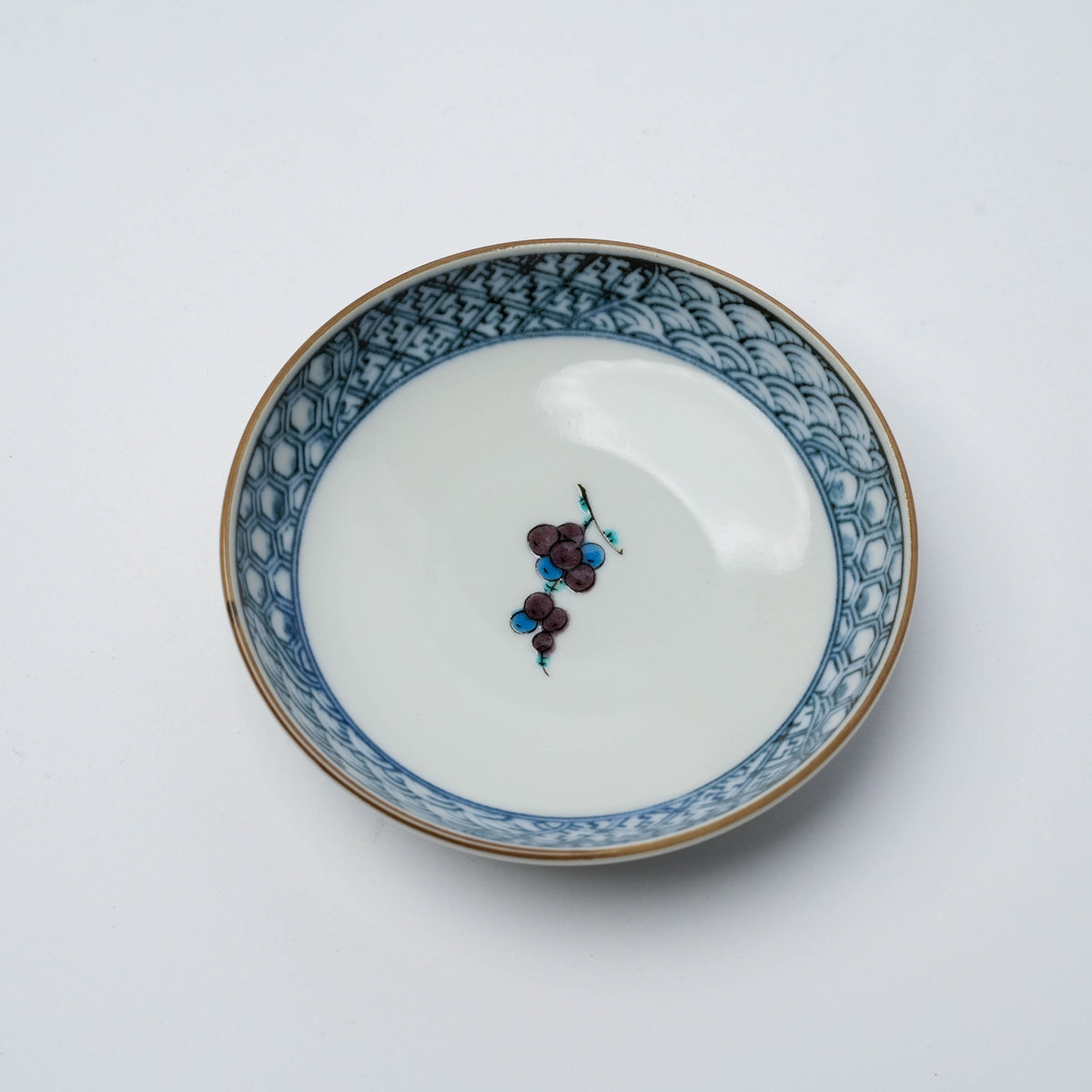 Kutani Ware Blue Rim Fruit Small Plate Set of 5