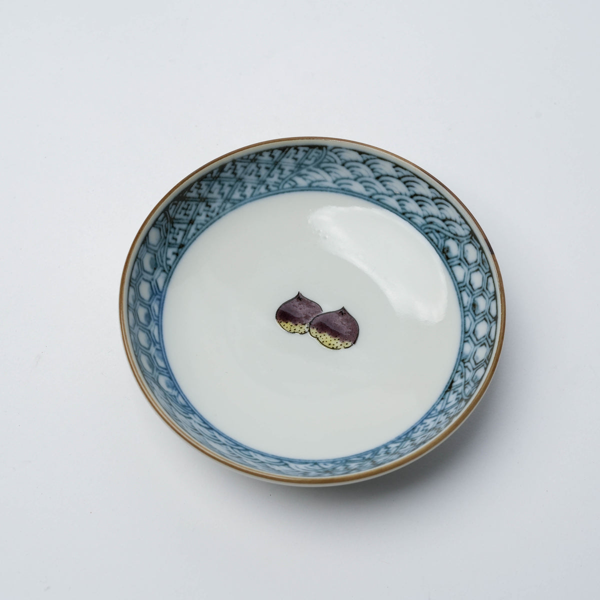 Kutani Ware Blue Rim Fruit Small Plate Set of 5