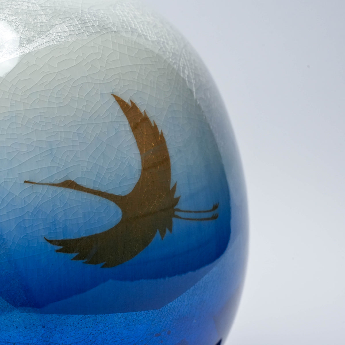 Kutani Ware Ginsai Blue Twin Crane Vase