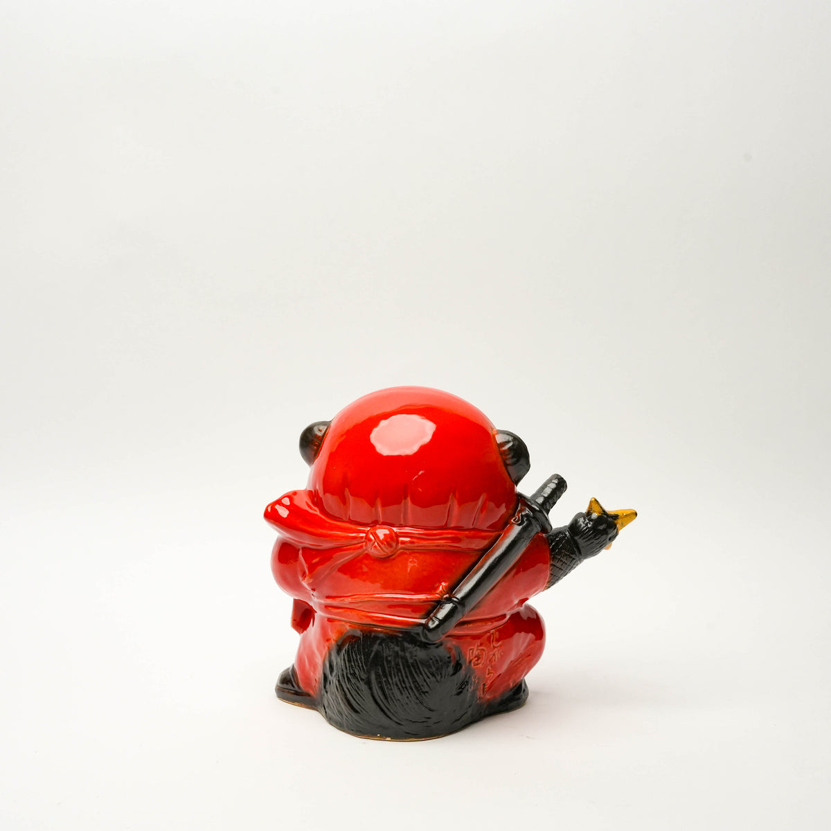 Shigaraki Ware Red Ninja Lucky Tanuki Raccoon Dog Ornament