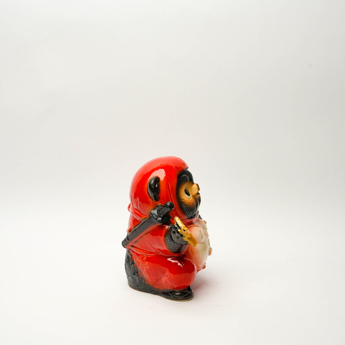 Shigaraki Ware Red Ninja Lucky Tanuki Raccoon Dog Ornament