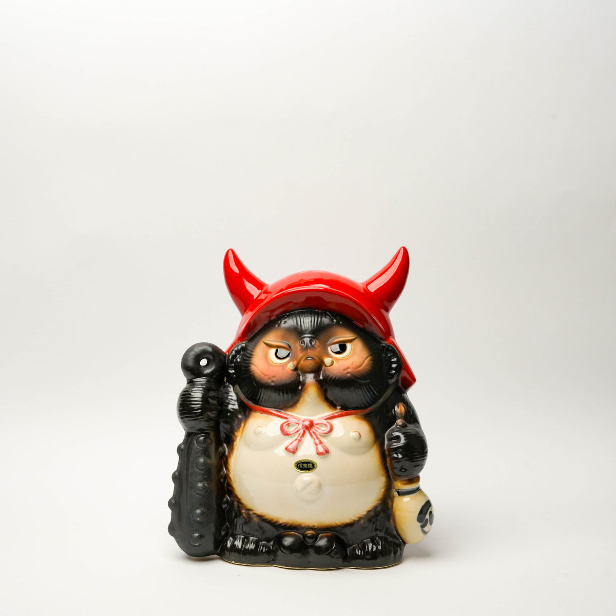 Shigaraki Ware Red Helmet Lucky Tanuki Raccoon Dog Ornament