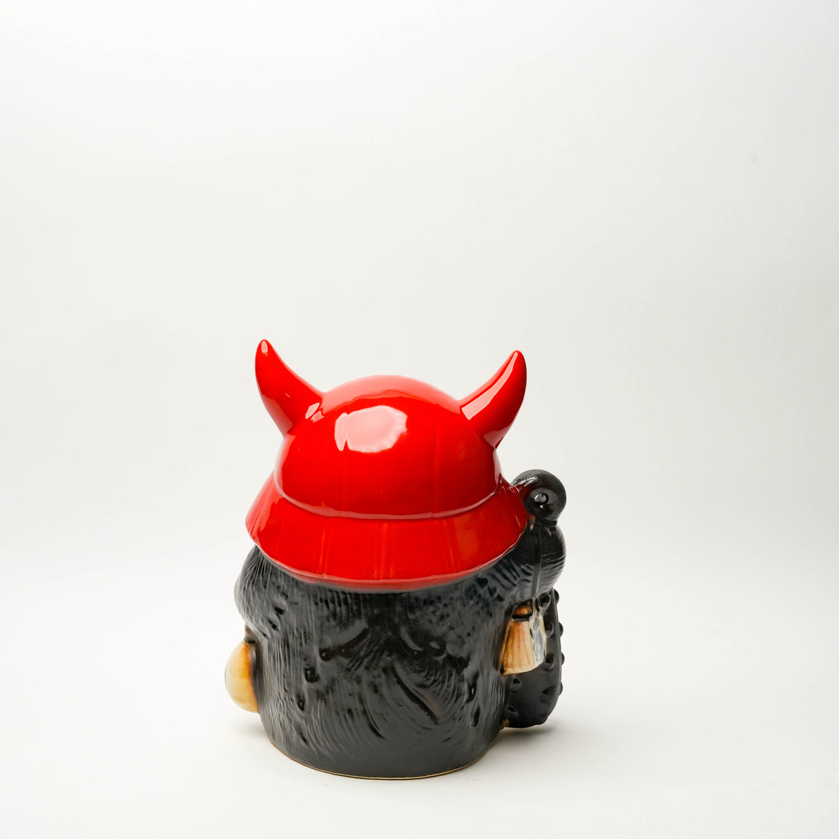 Shigaraki Ware Red Helmet Lucky Tanuki Raccoon Dog Ornament